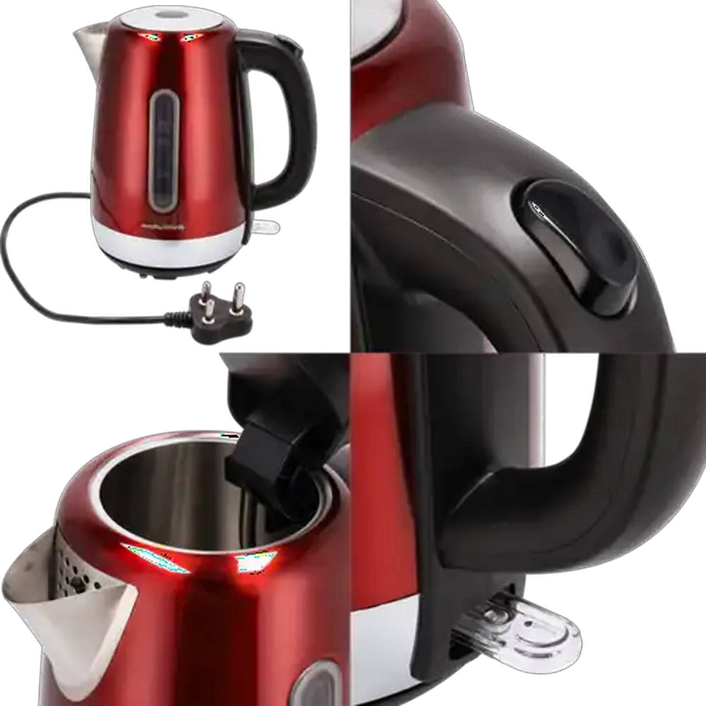 Image of Morphy Richards Stainless Steel Red Equip Cordless Jug Kettle 1.7L