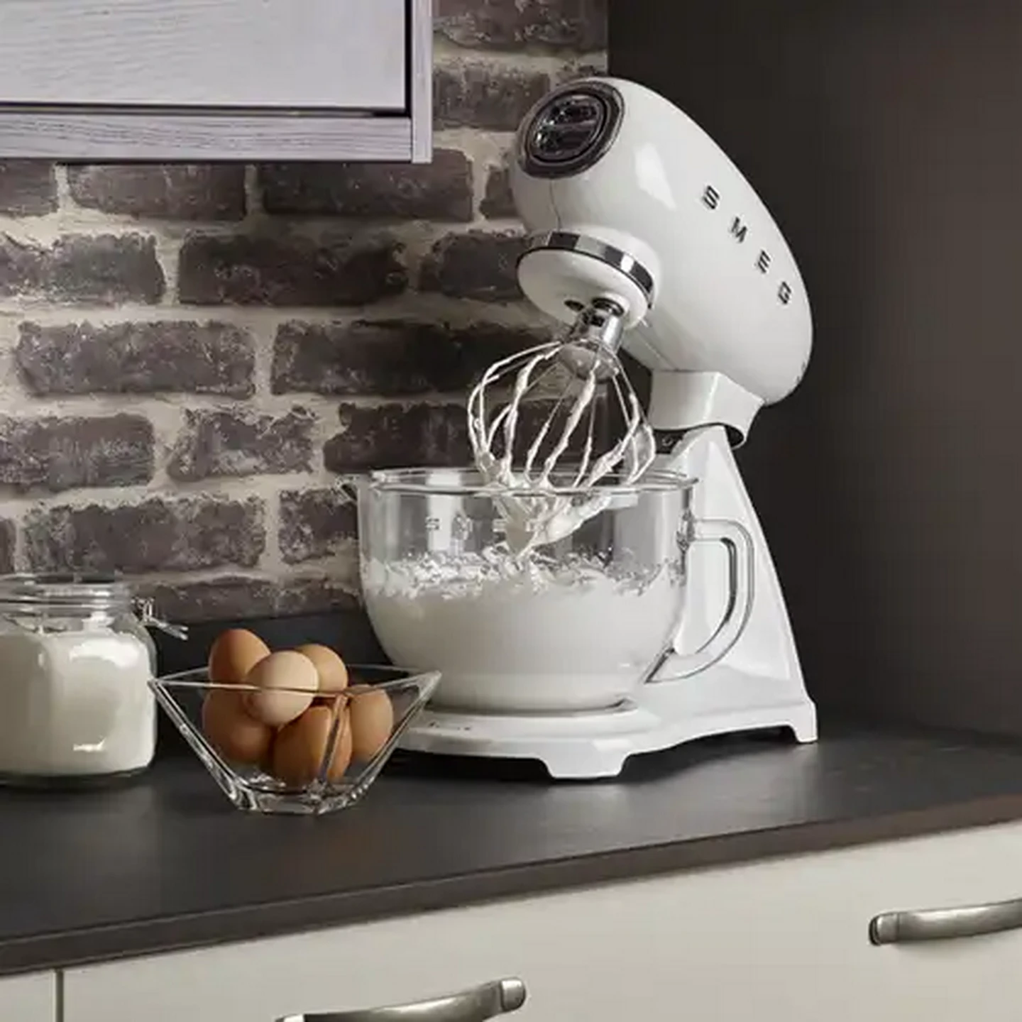 Image of Smeg Glossy White Special Edition Retro Standing Mixer 4.8L