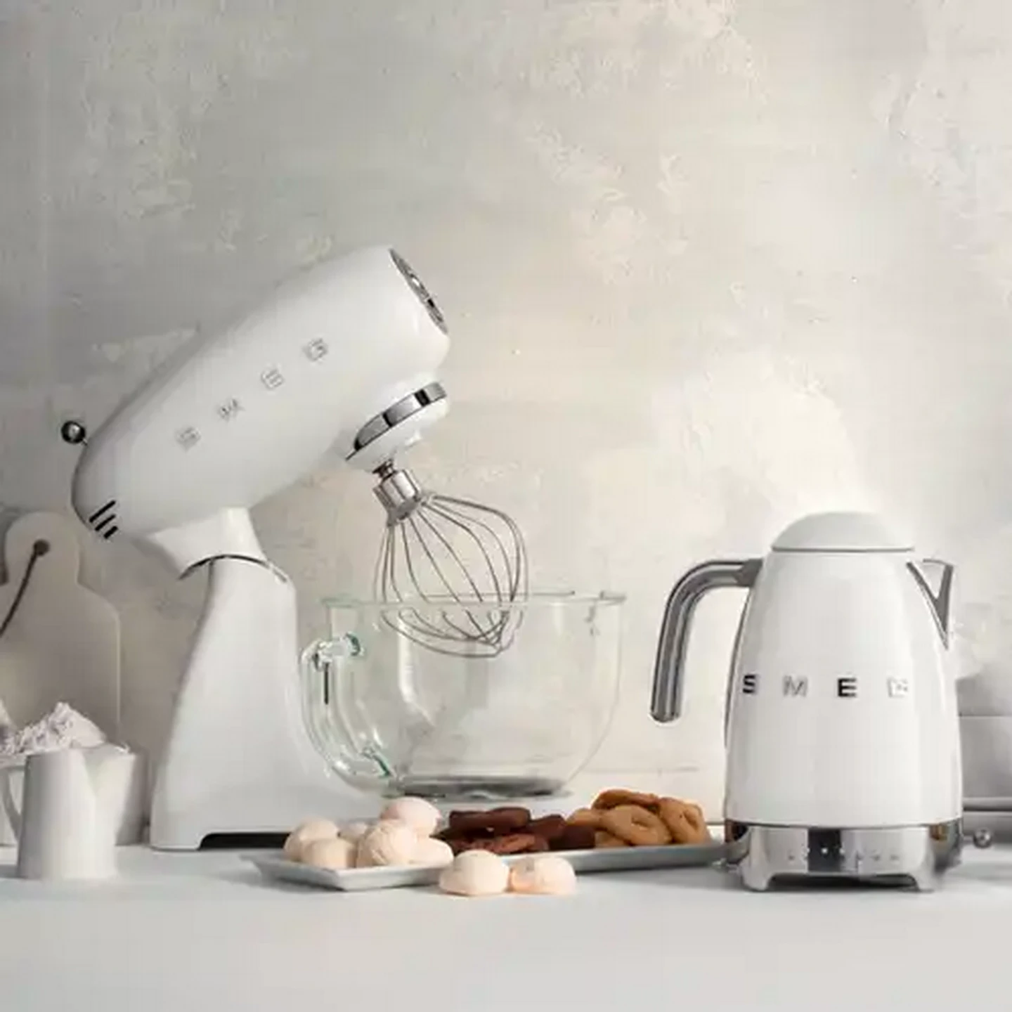 Image of Smeg Glossy White Special Edition Retro Standing Mixer 4.8L