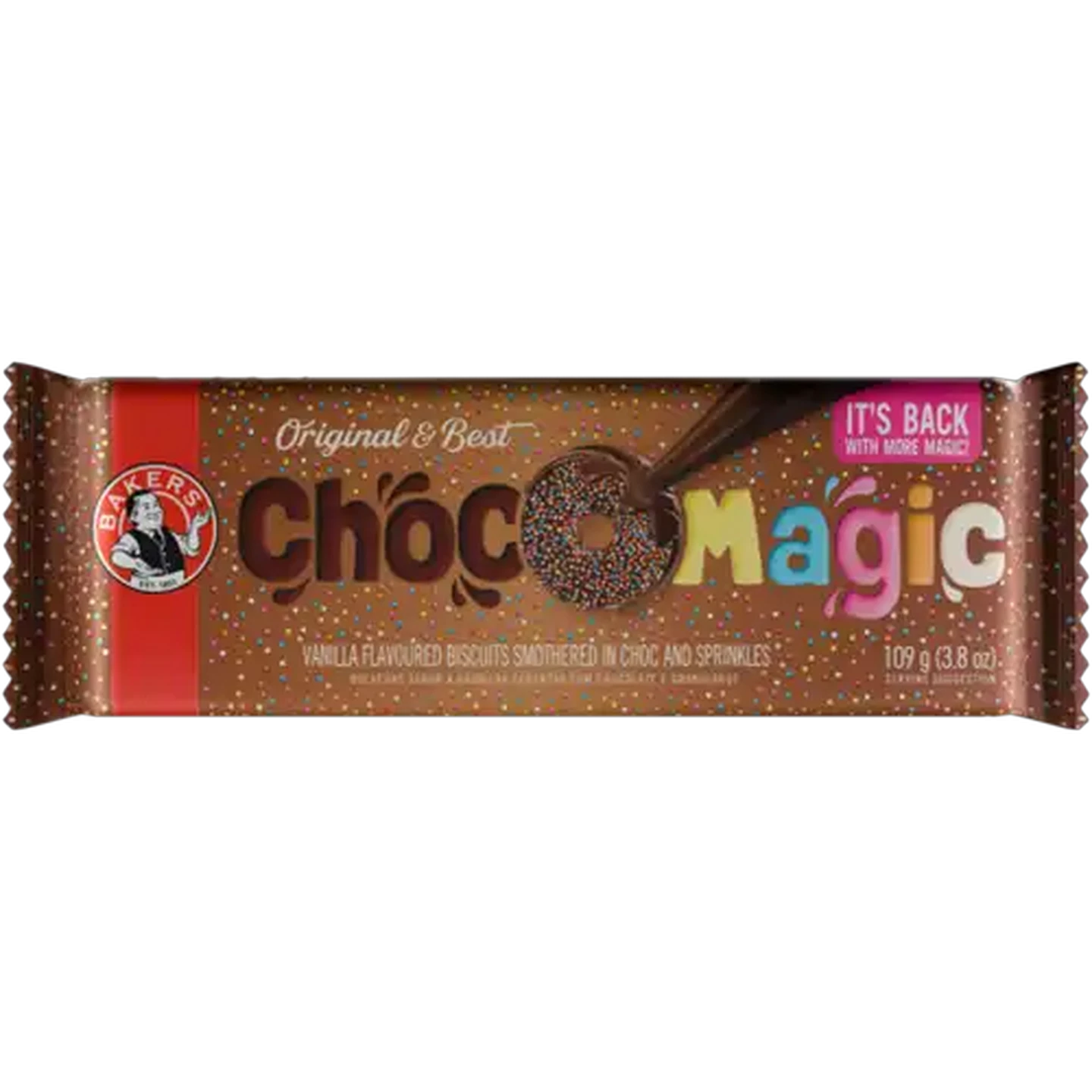 Image of Bakers Choc O Magic Chocolate Vanilla Flavoured Biscuits 109g