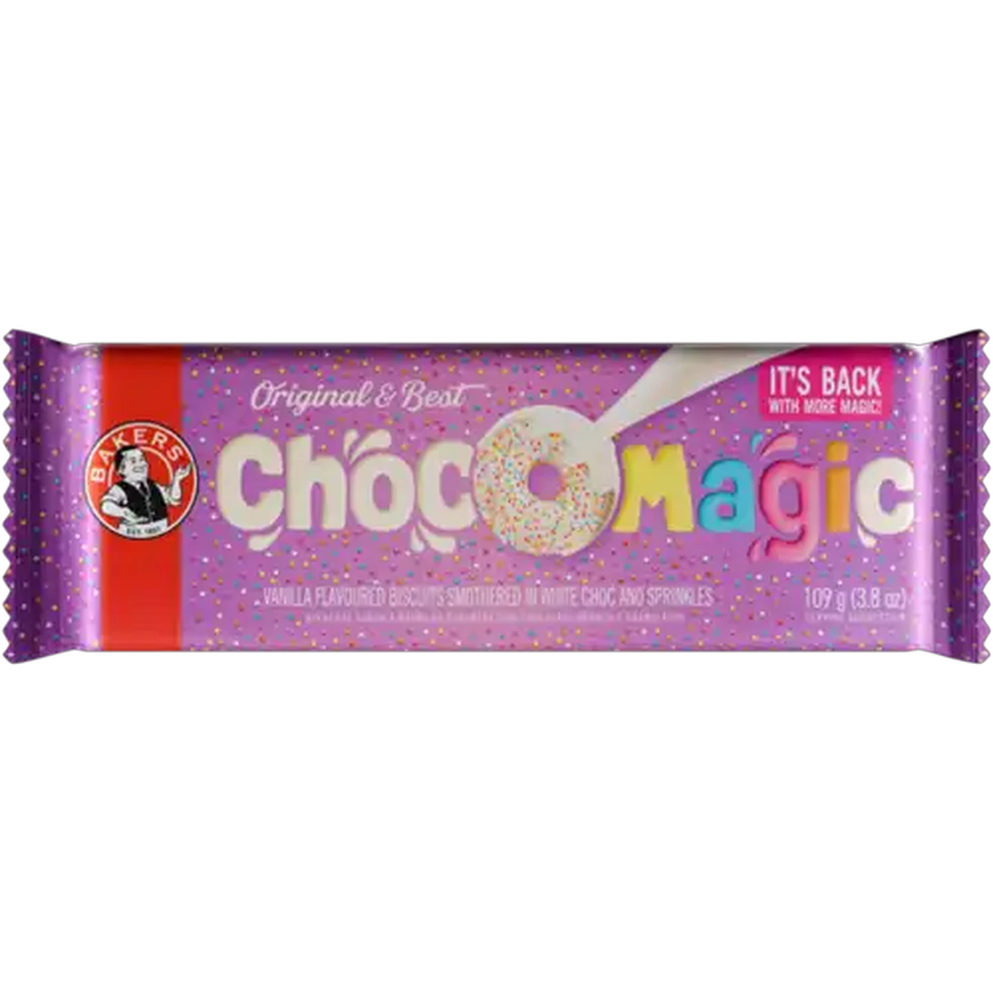 Image of Bakers Choc O Magic White Chocolate Vanilla Flavoured Biscuits 109g