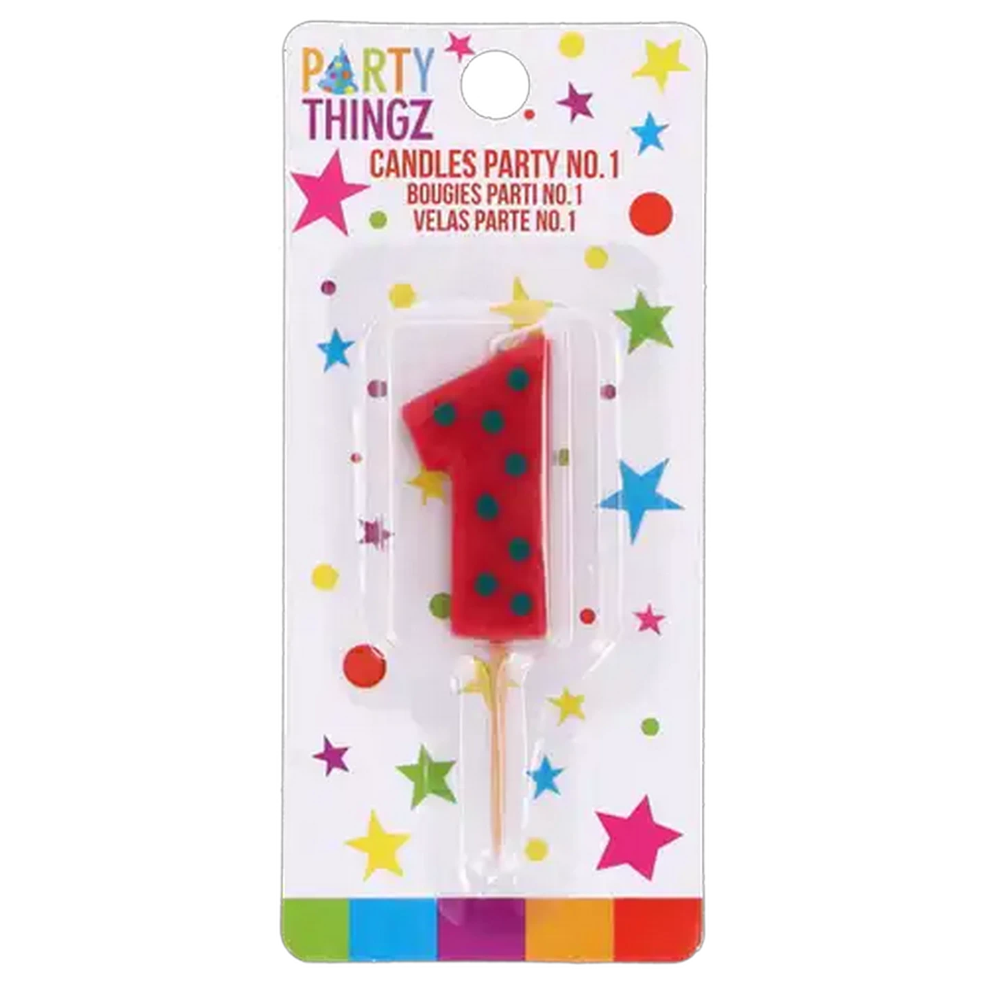 Image of Party Thingz Multicoloured Number 1 Party Candle