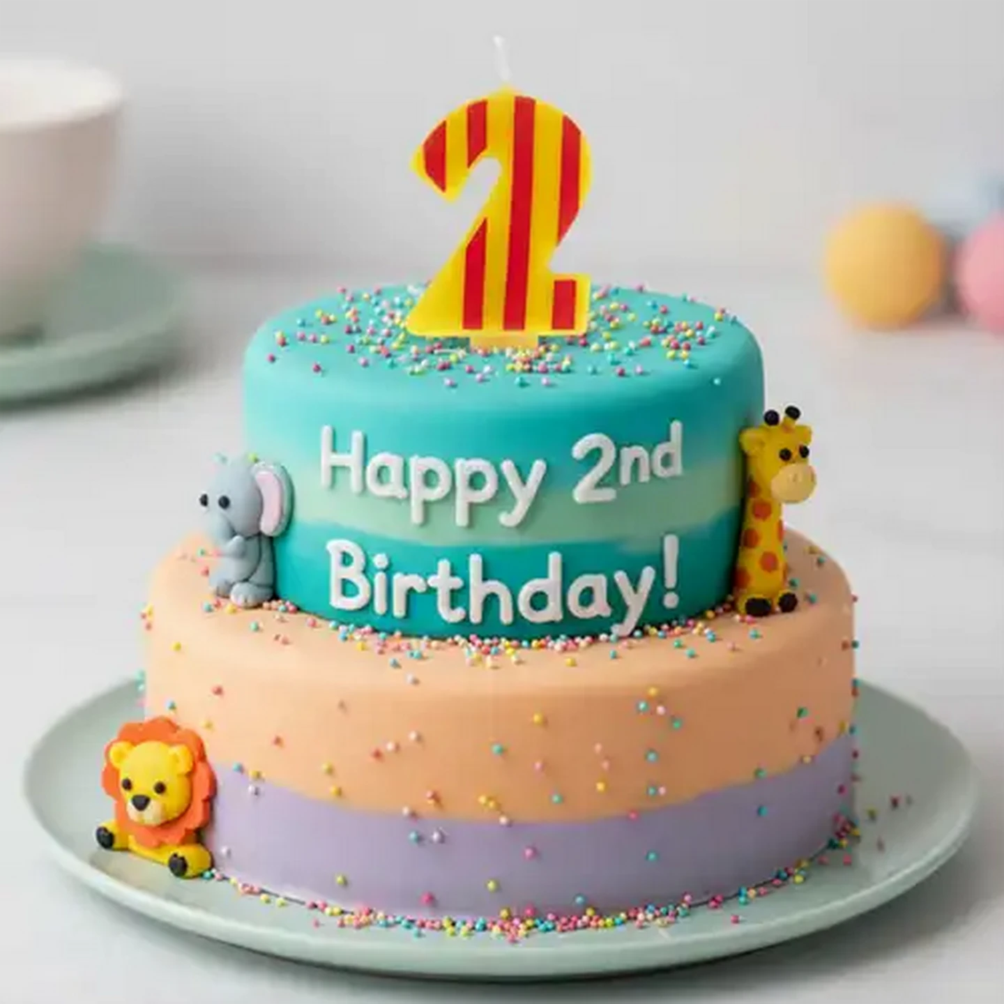 Image of Party Thingz Multicoloured Number 2 Party Candle