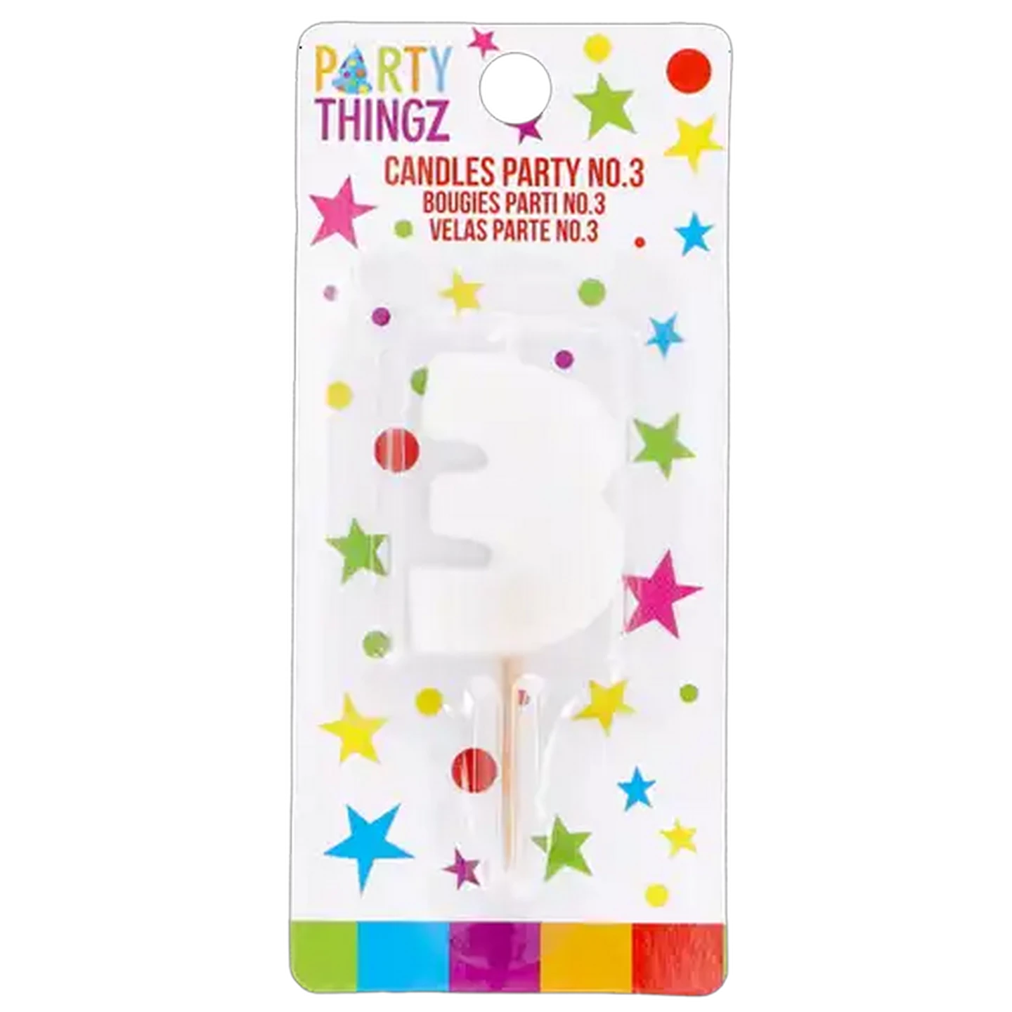 Image of Party Thingz White Number 3 Party Candle