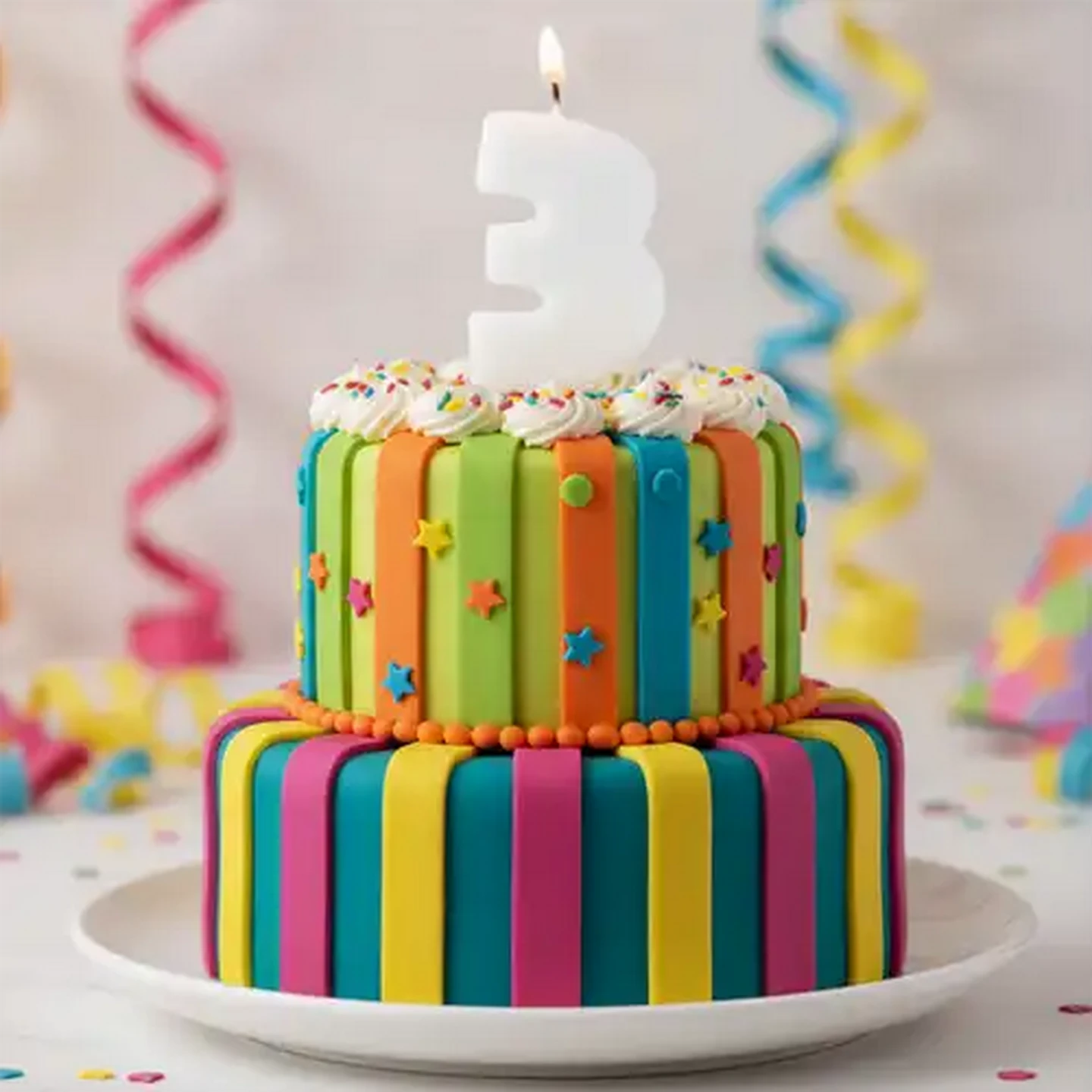 Image of Party Thingz White Number 3 Party Candle