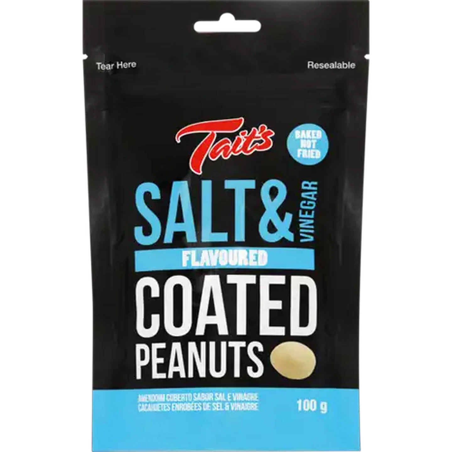 Image of Tait's Salt & Vinegar Flavoured Coated Peanuts 100g