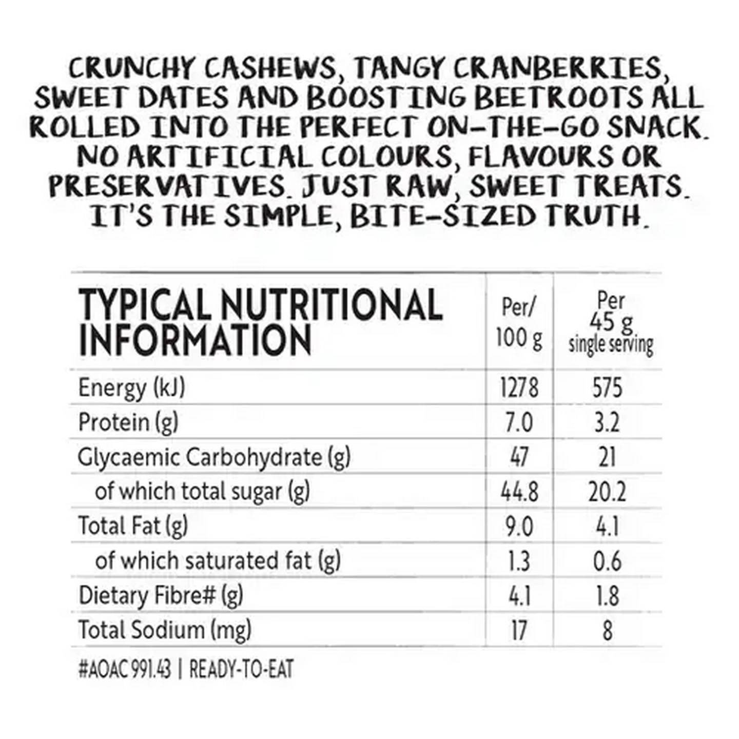 Image of Simple Truth Vegan Raw Cranberry Beetroot & Cashew Date Balls 45g