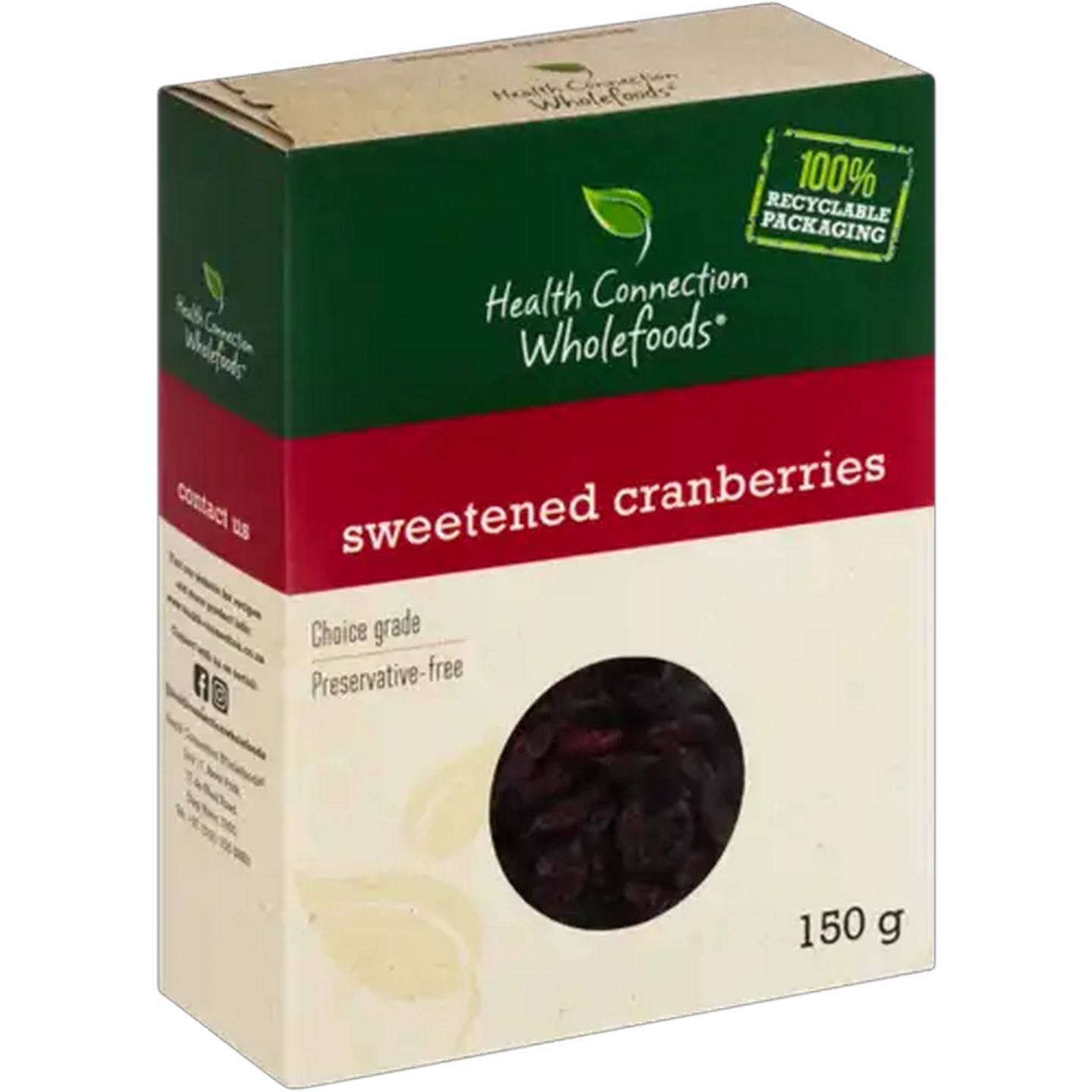 Image of Health Connection Wholefoods Dried Cranberries 150g