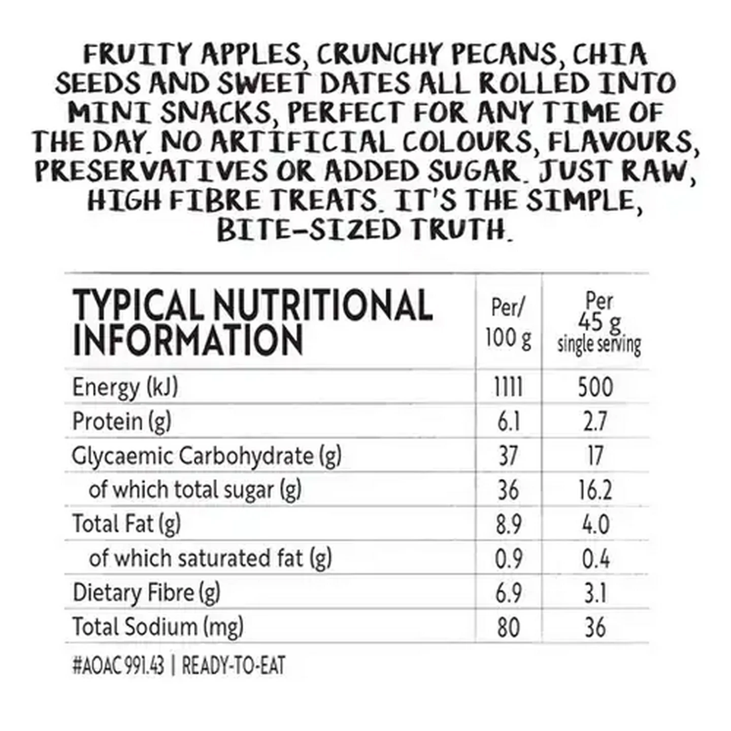 Image of Simple Truth Vegan Raw Apple, Pecan & Chia Date Balls 45g