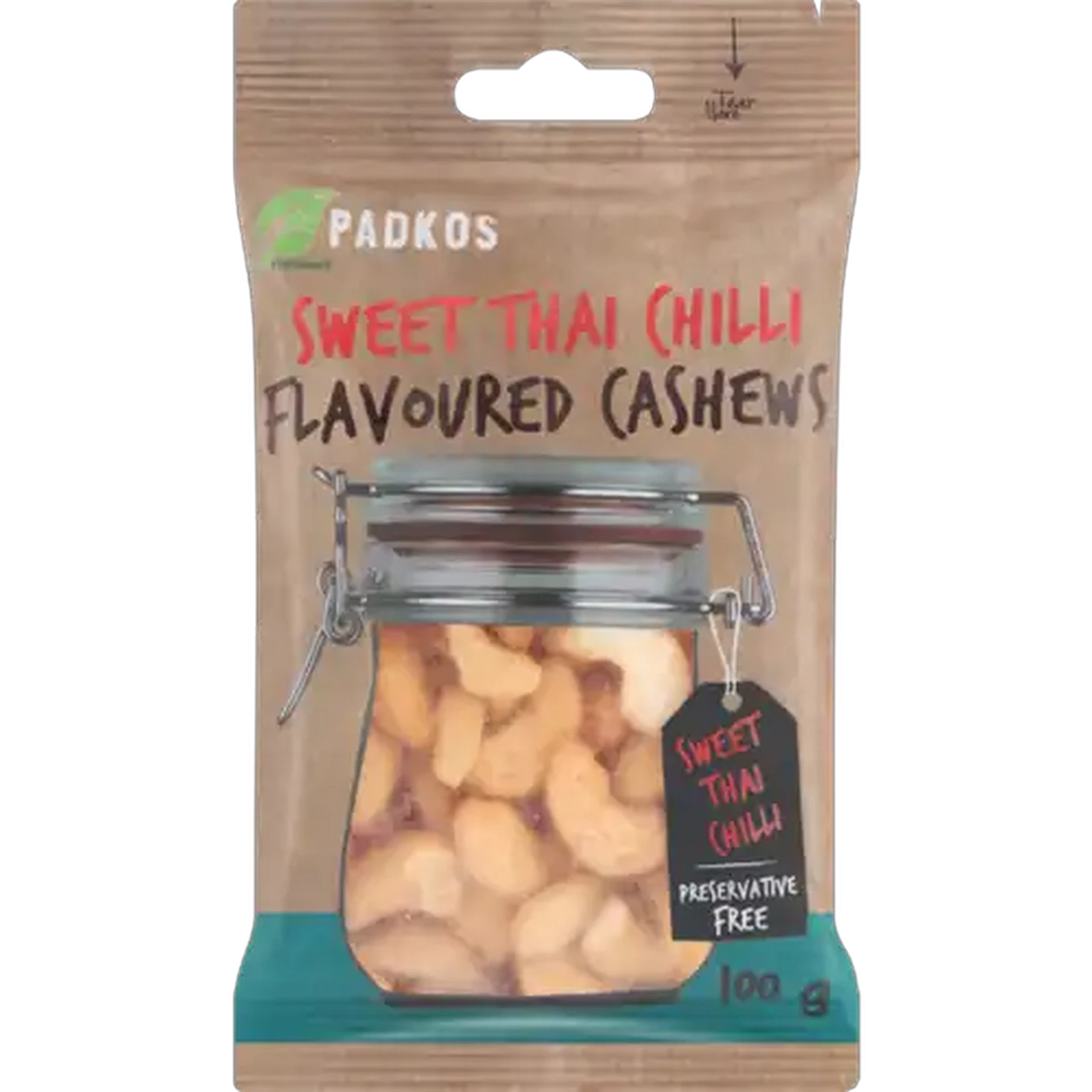 Image of Padkos Sweet Thai Chilli Flavoured Cashew Nuts 100g