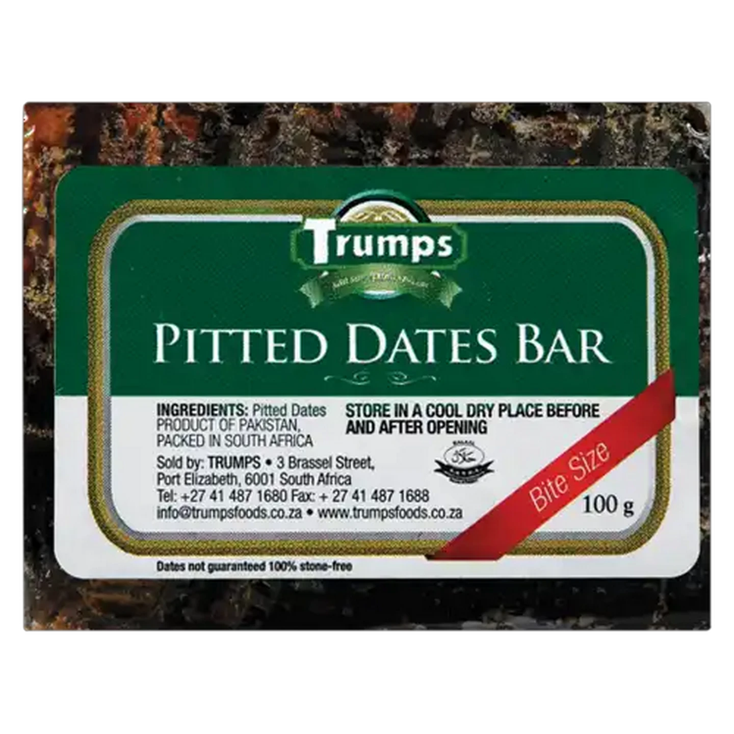 Image of Trumps Pitted Dates Bar 100g