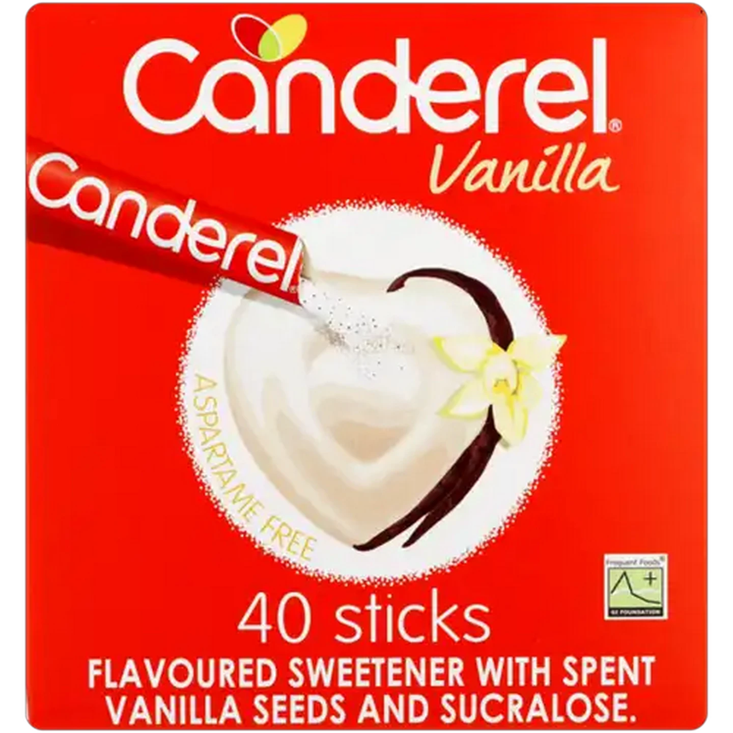 Image of Canderel Vanilla Flavoured Sweetener with Sucralose Sticks 40 Pack