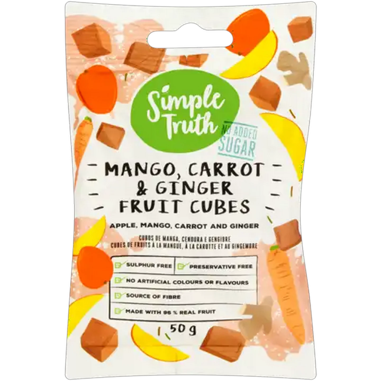 Image of Simple Truth Mango, Carrot & Ginger Fruit Cubes 50g