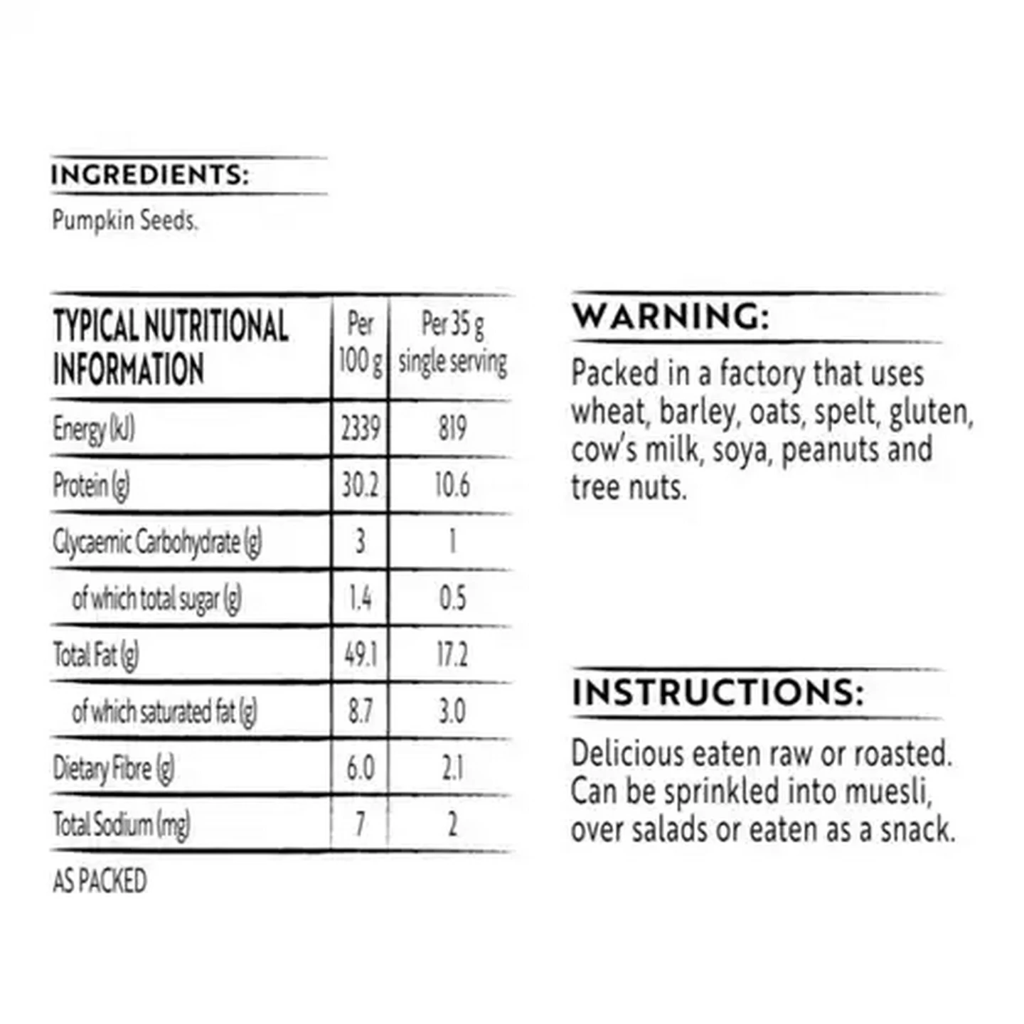 Image of Simple Truth Pumpkin Seeds 300g
