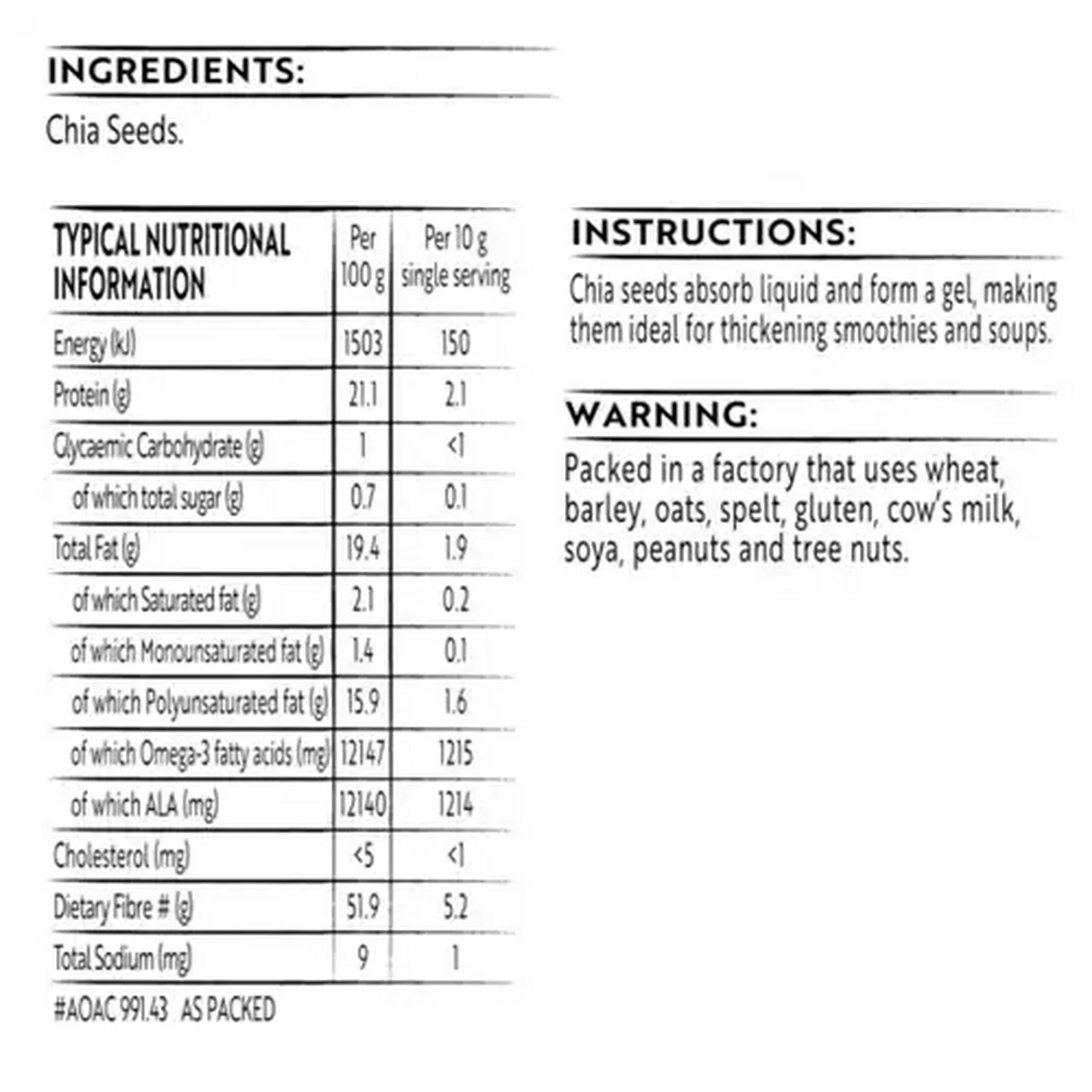 Image of Simple Truth Chia Seeds 150g