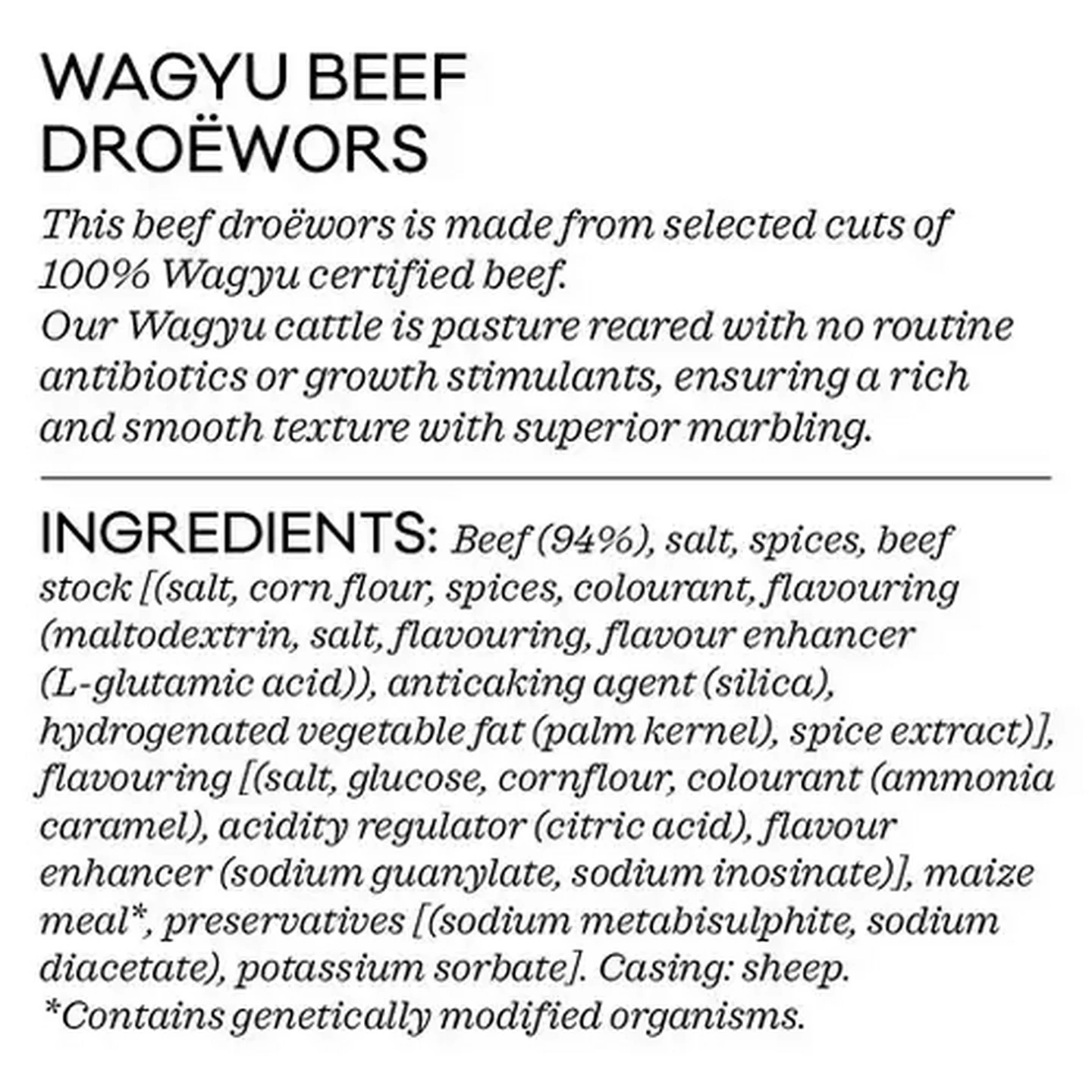 Image of Forage And Feast Wagyu Beef Droëwors Per KG