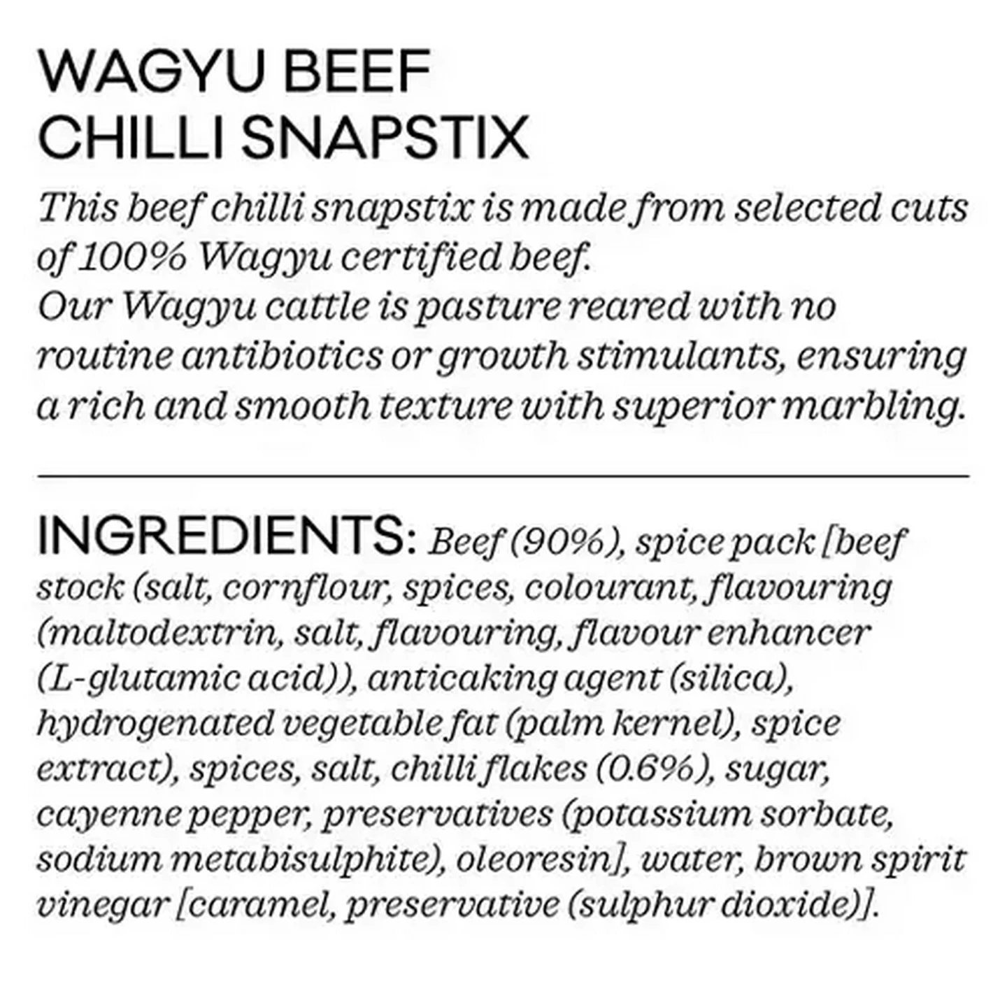 Image of Forage And Feast Wagyu Beef Chilli Snapstix Per KG