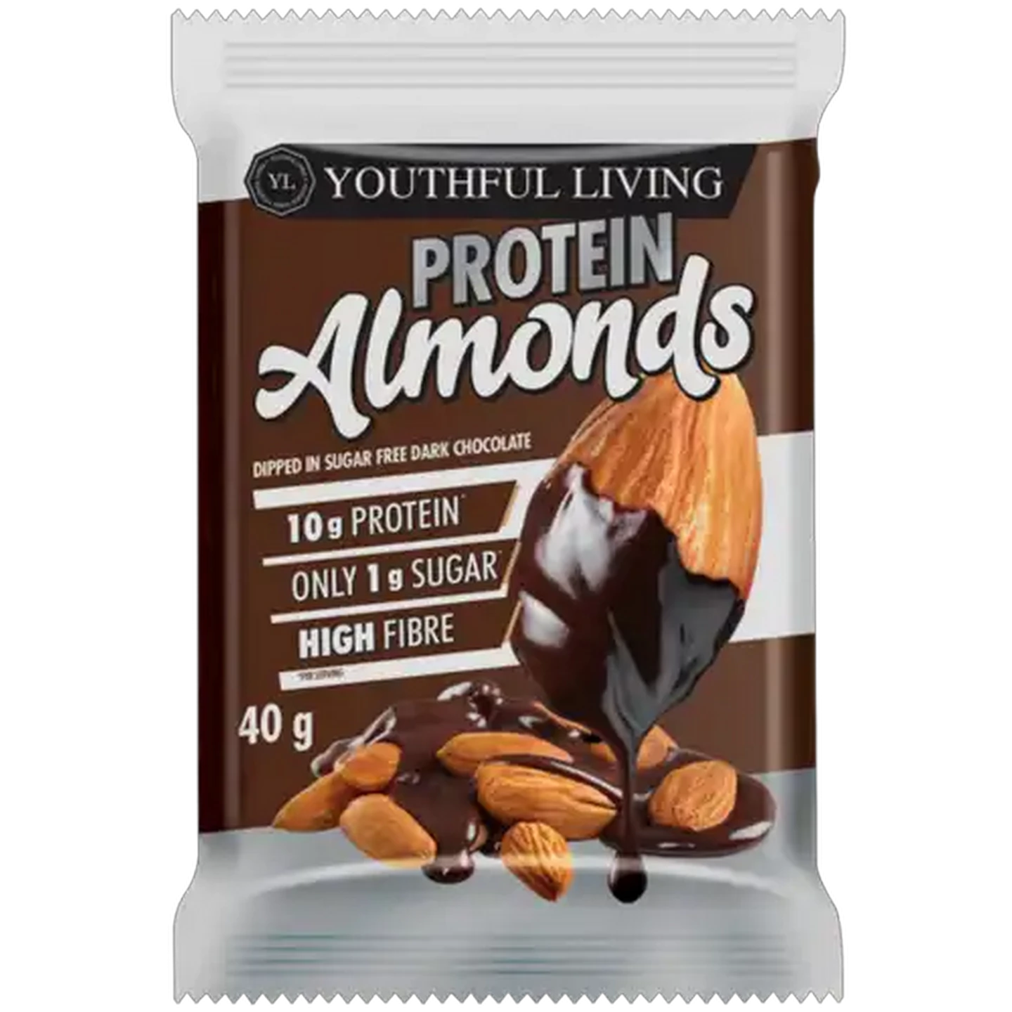 Image of Youthful Living Dark Chocolate Coated Protein Almonds 40g