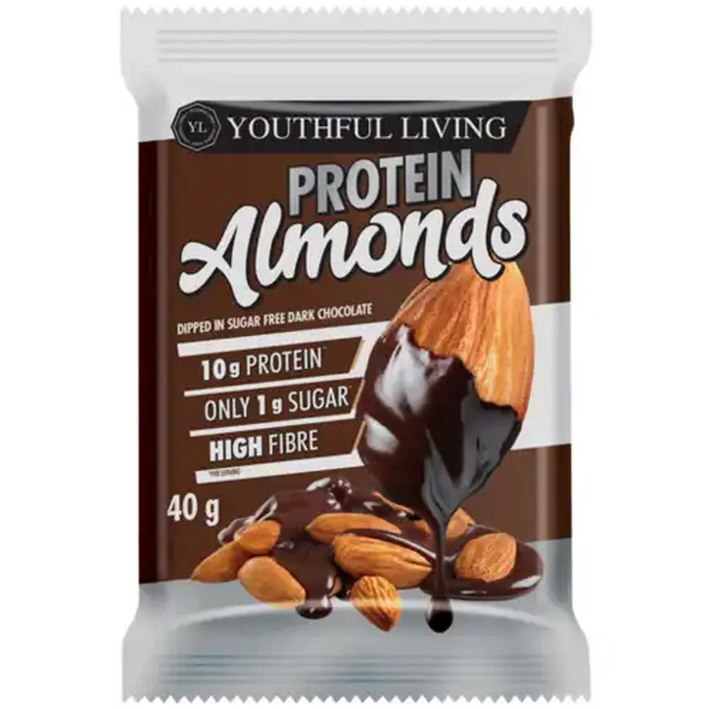 Image of Youthful Living Dark Chocolate Coated Protein Almonds 40g
