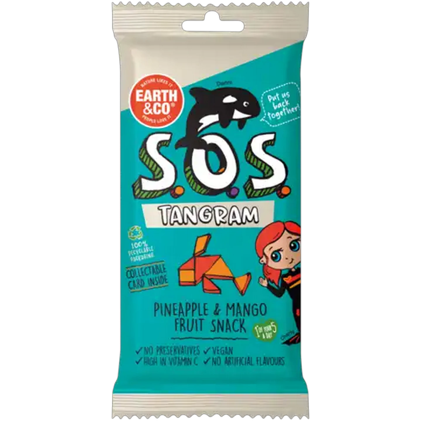 Image of Earth & Co. S.O.S. Pineapple & Mango Tangram Fruit Snack 20g