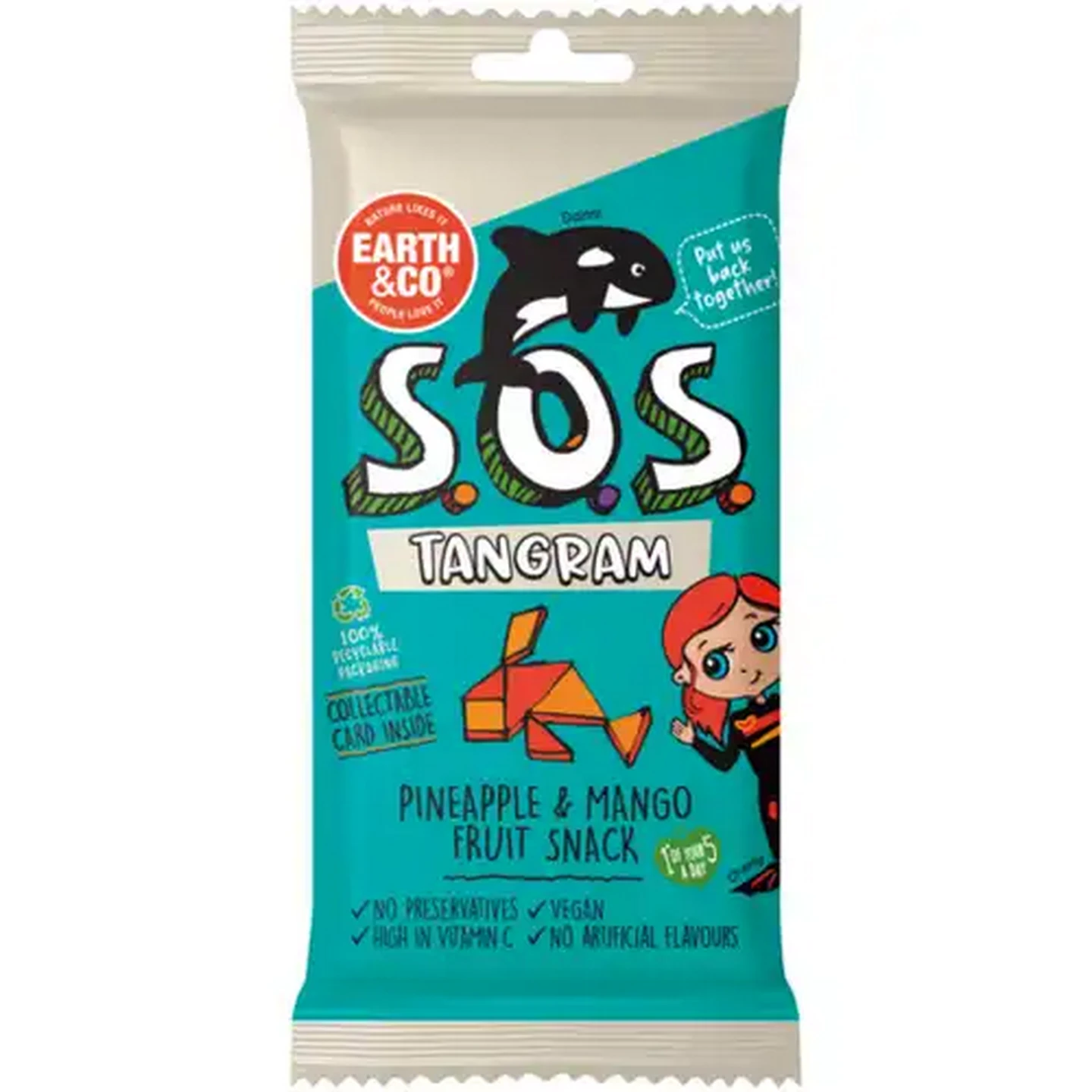 Image of Earth & Co. S.O.S. Pineapple & Mango Tangram Fruit Snack 20g