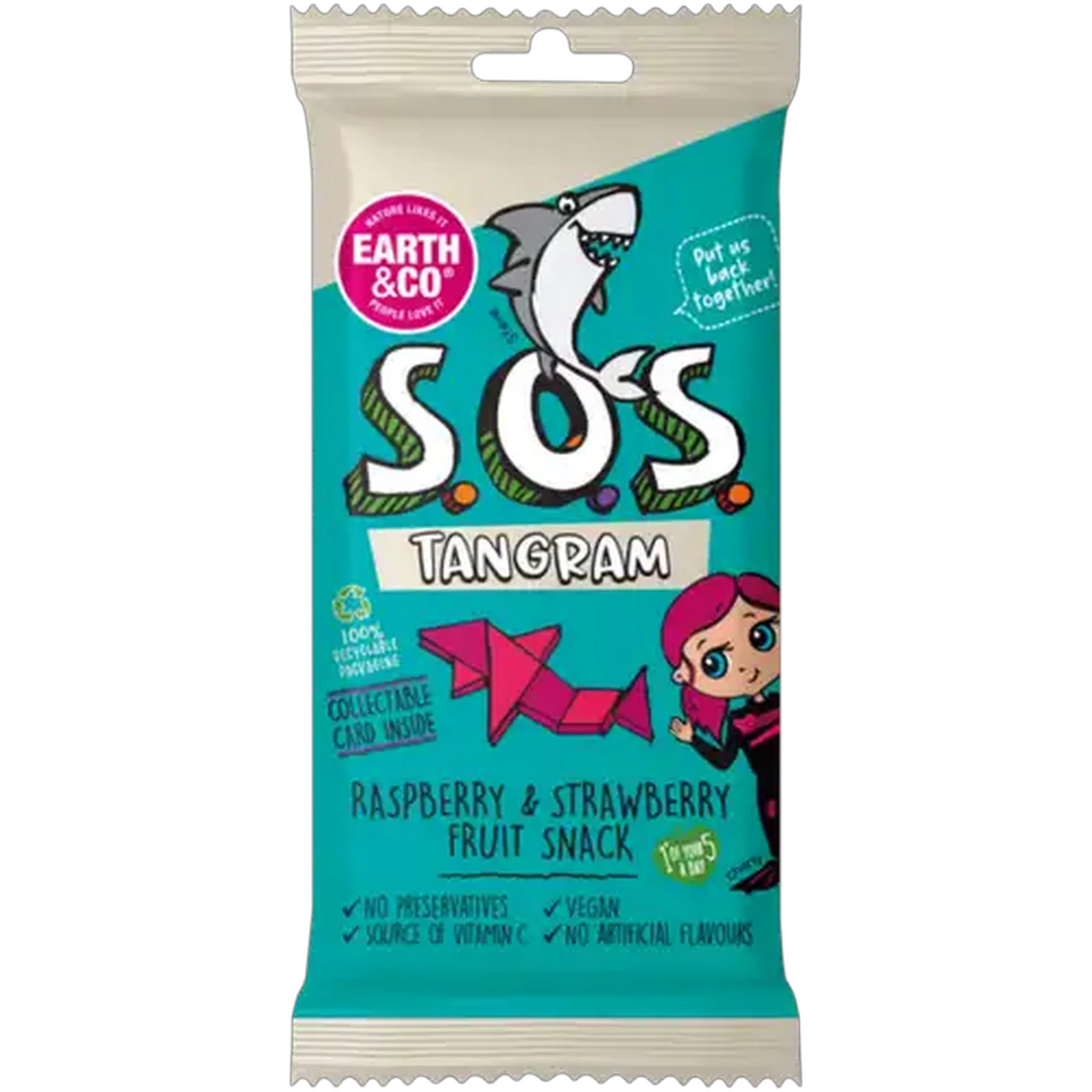 Image of Earth & Co. S.O.S. Raspberry & Strawberry Tangram Fruit Snack 20g