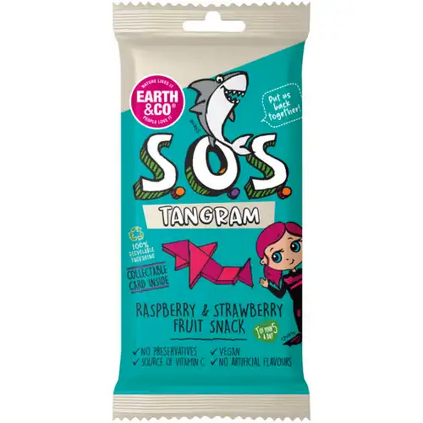 Image of Earth & Co. S.O.S. Raspberry & Strawberry Tangram Fruit Snack 20g