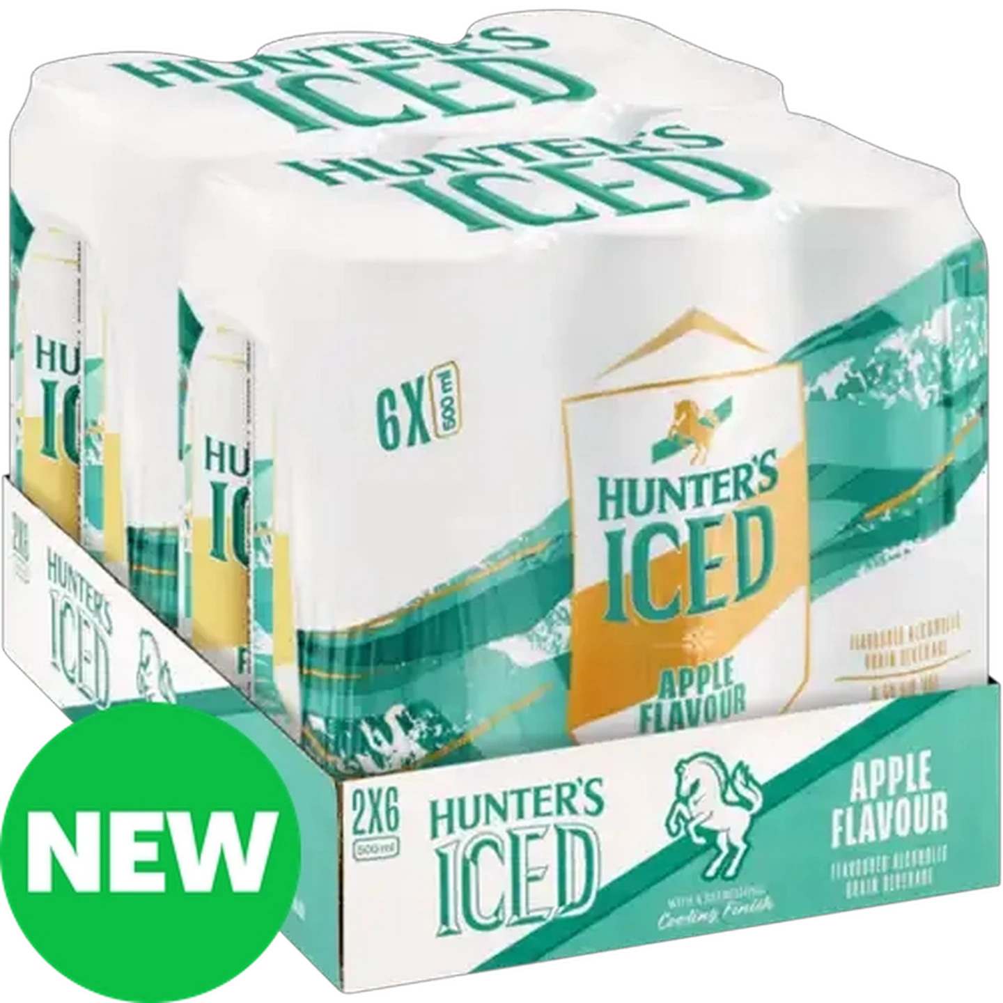 Image of Hunter's Iced Apple Flavoured Alcoholic Grain Beverage Cans 12 x 500ml