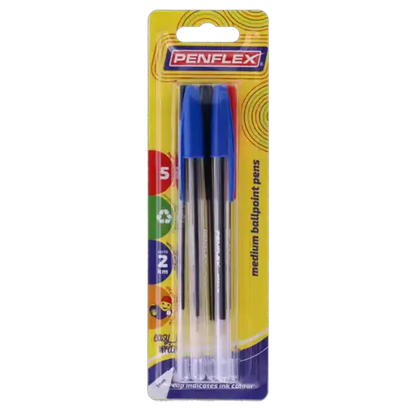 Image of Penflex Medium Ballpoint Pens 1mm  5-Pack (Colour May Vary)