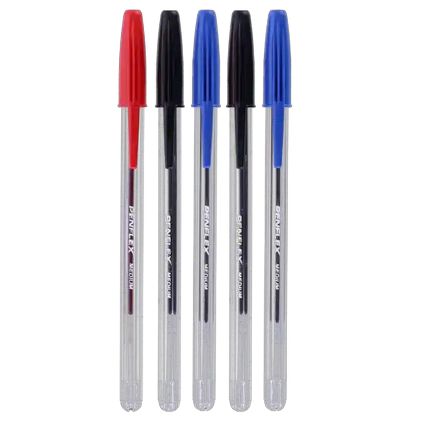 Image of Penflex Medium Ballpoint Pens 1mm  5-Pack (Colour May Vary)