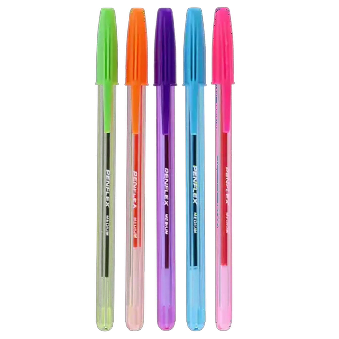 Image of Penflex Neon Fluorescent Ballpoint Pen 5-Pack 1mm