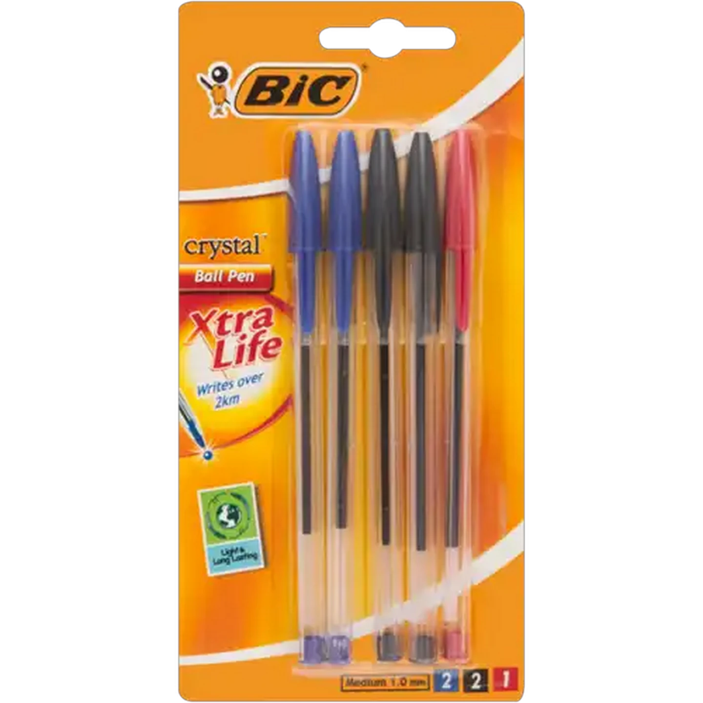 Image of BIC Crystal Ball Pen Xtra Life Pen Colours 5-Pack 1.0mm