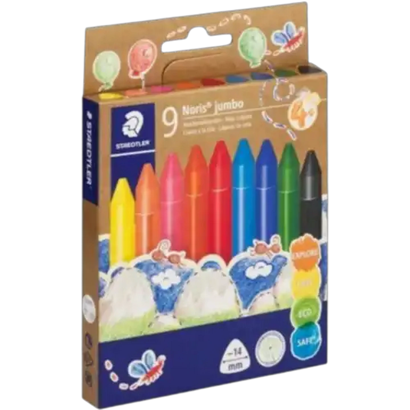 Image of Staedtler Multicoloured Noris Super Jumbo Wax Crayon Set 9-Piece