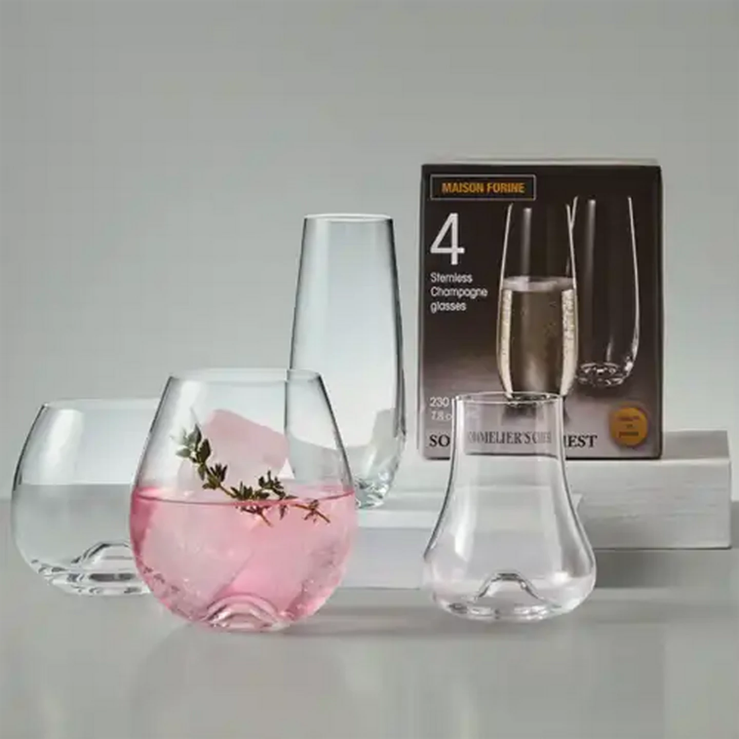 Image of Maison Forine Sommelier's Chest Lead-Free Crystal Stemless Flutes 230ml 4-Pack