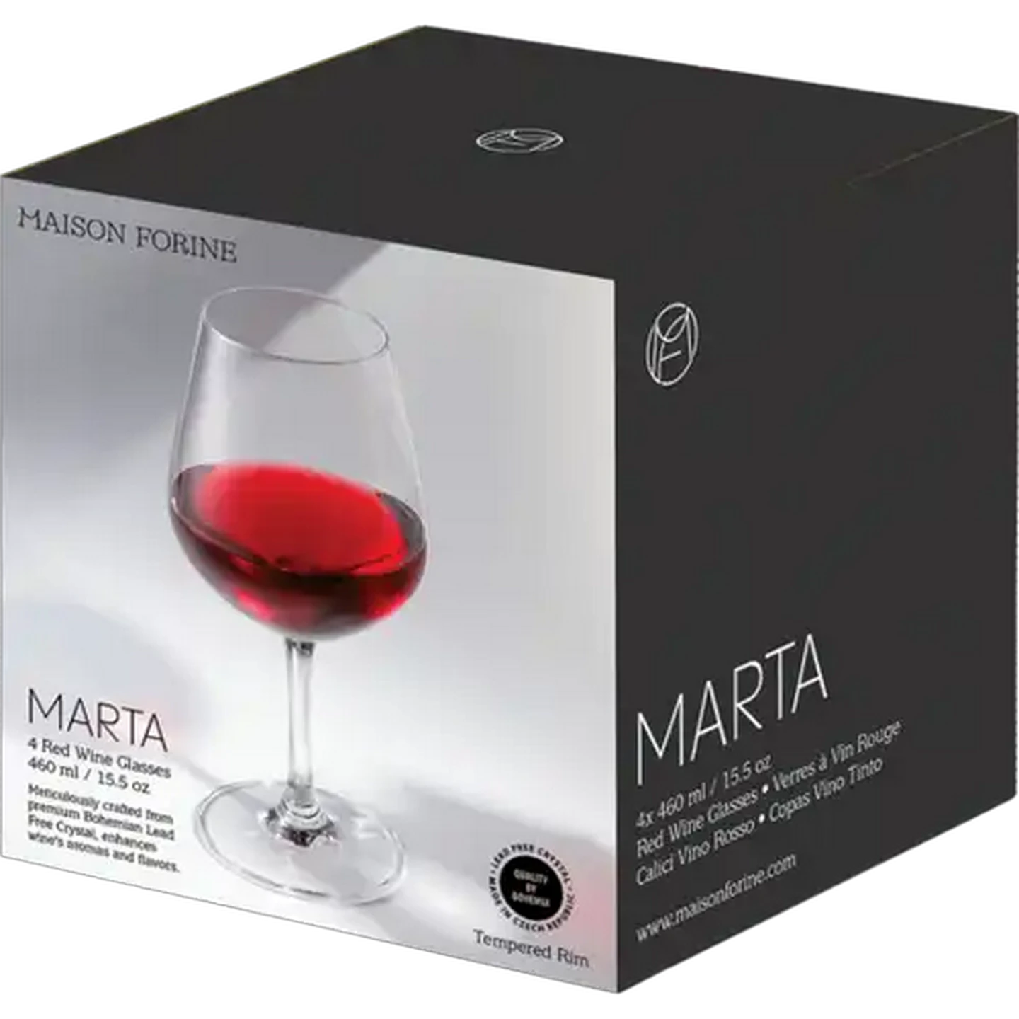 Image of Maison Forine Marta Lead-Free Crystal Bordeaux Wine Glasses 4-Pack
