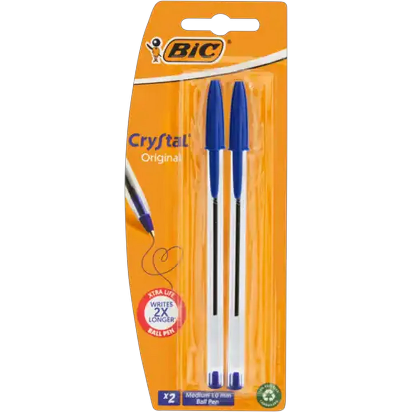 Image of BIC Crystal Blue Blue Xtra Life Medium Ball Pen 2-Pack