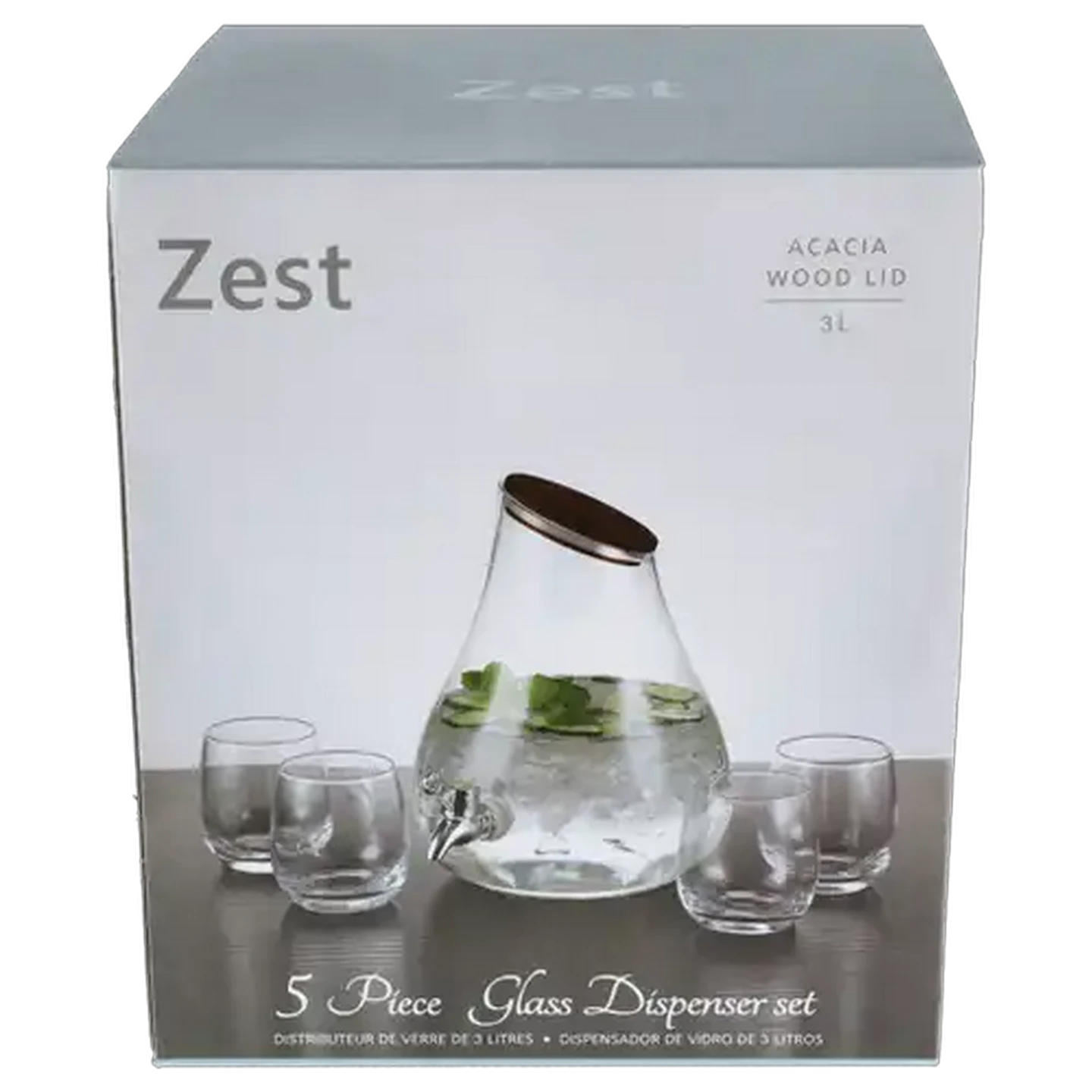Image of Zest Glass Dispenser Set 5 Piece