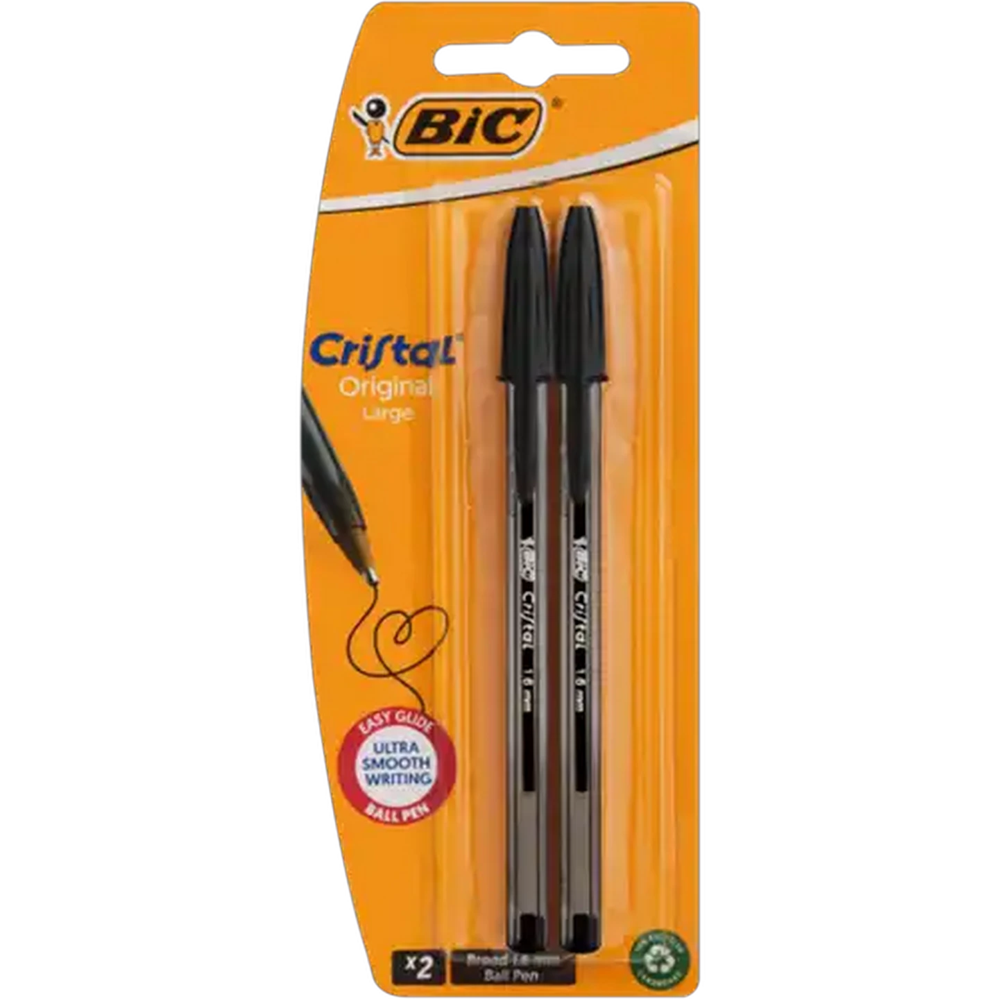 Image of BIC Cristal Black Large Ballpoint Pens 2-Pack