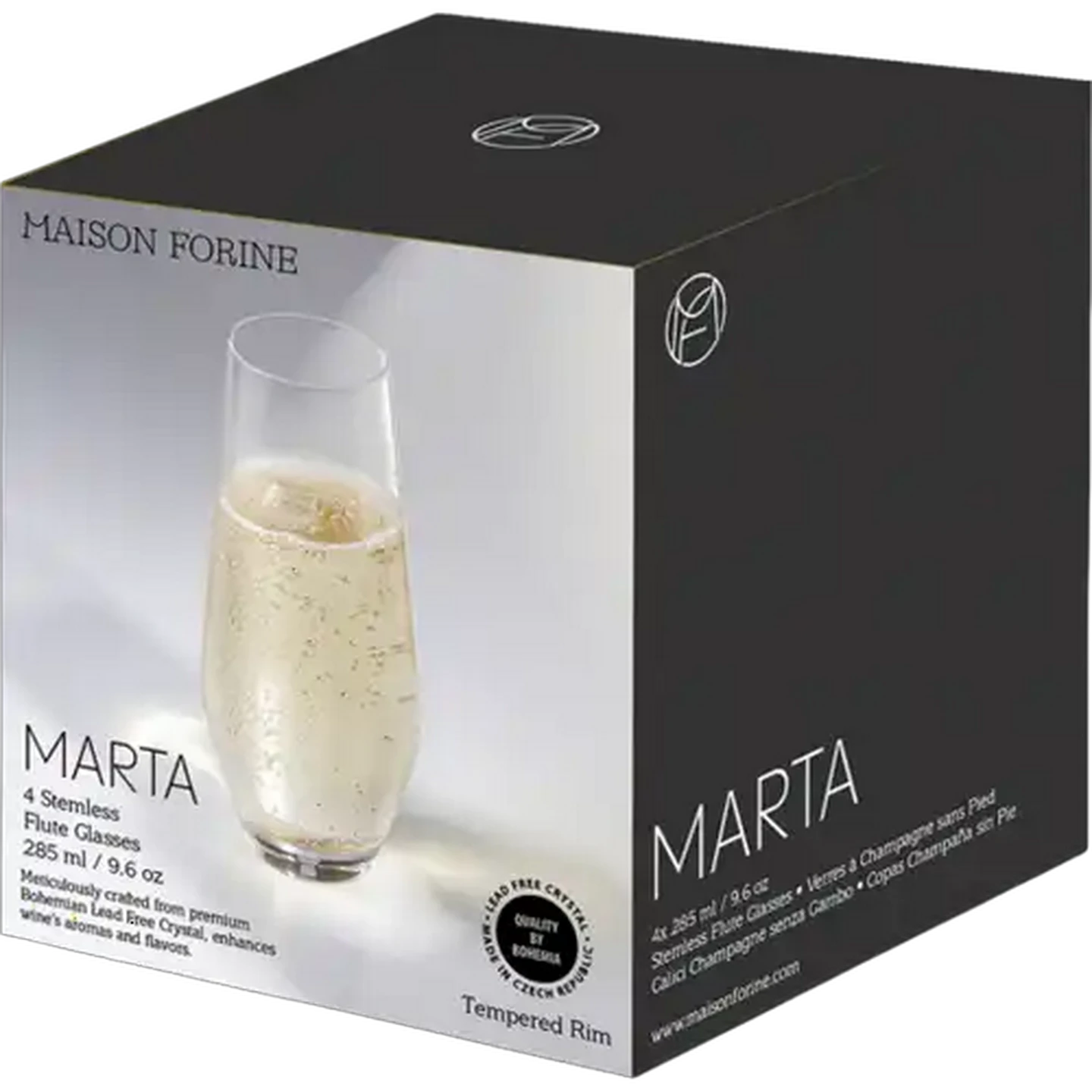 Image of Maison Forine Marta Lead-Free Crystal Stemless Flute Glasses 285ml 4-Pack