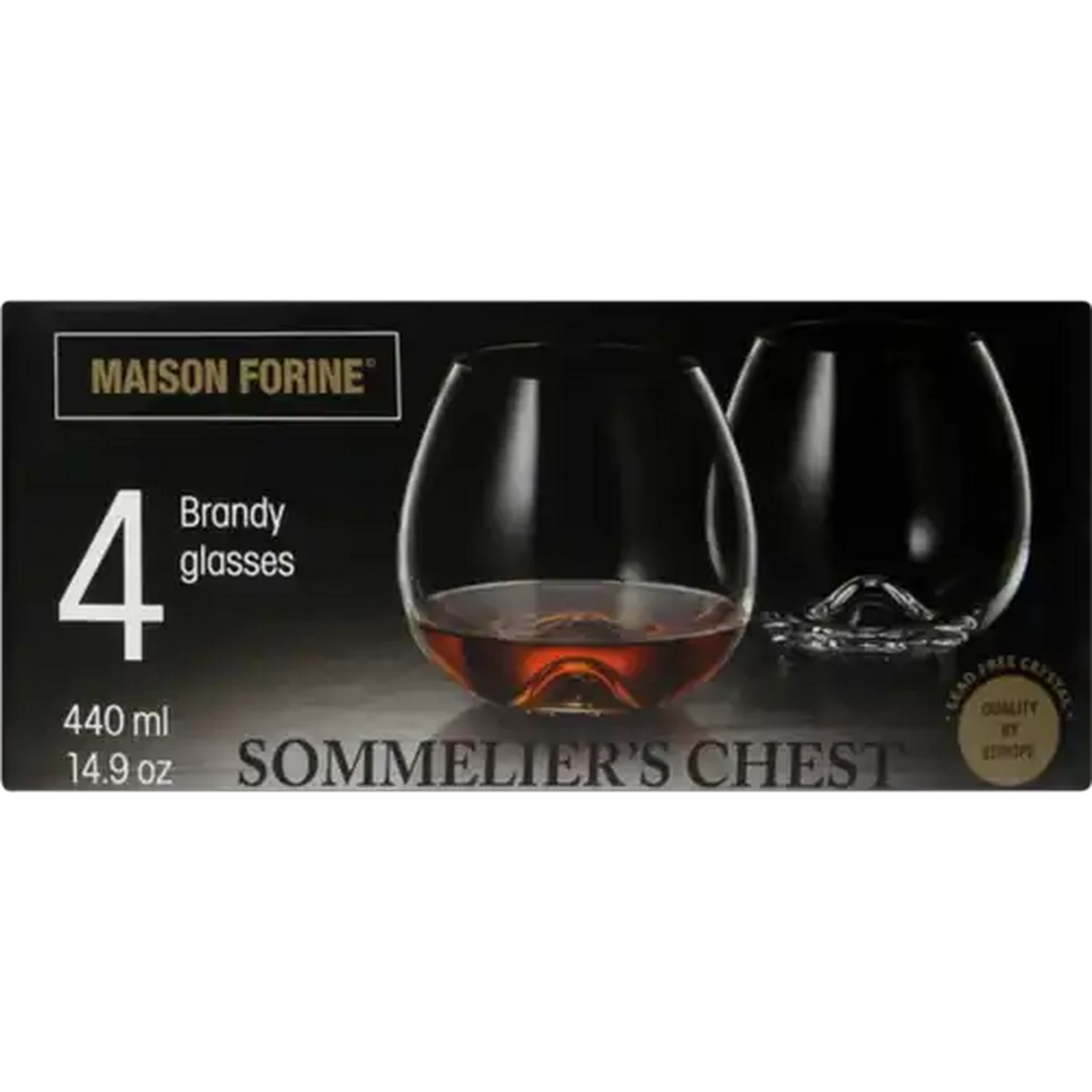 Image of Maison Forine Sommelier's Chest Lead-Free Crystal Brandy Glasses 4-Pack