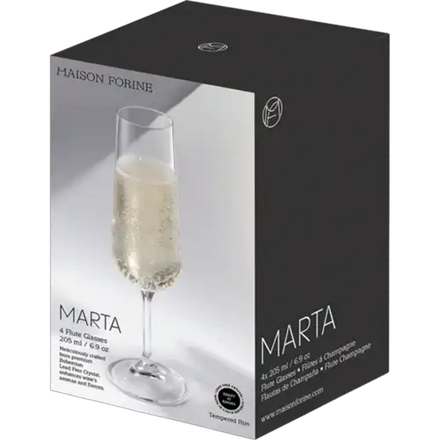 Image of Maison Forine Marta Lead-Free Crystal Flute Glasses 4-Pack