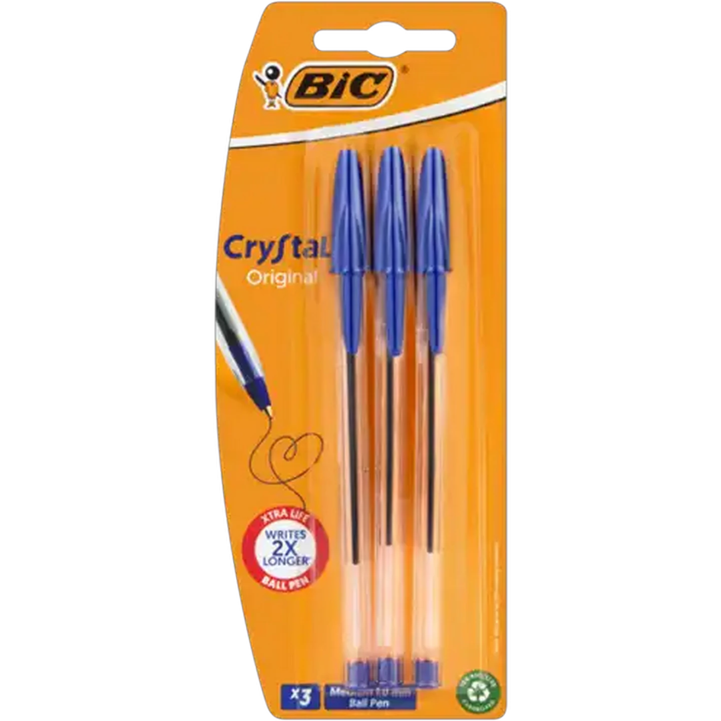 Image of BIC Crystal Xtra Life Blue Ballpoint Pens 3-Pack