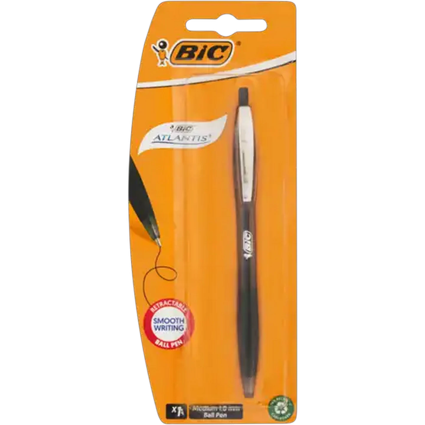 Image of BIC Atlantis Black Retractable Ballpoint Pen 0.8mm