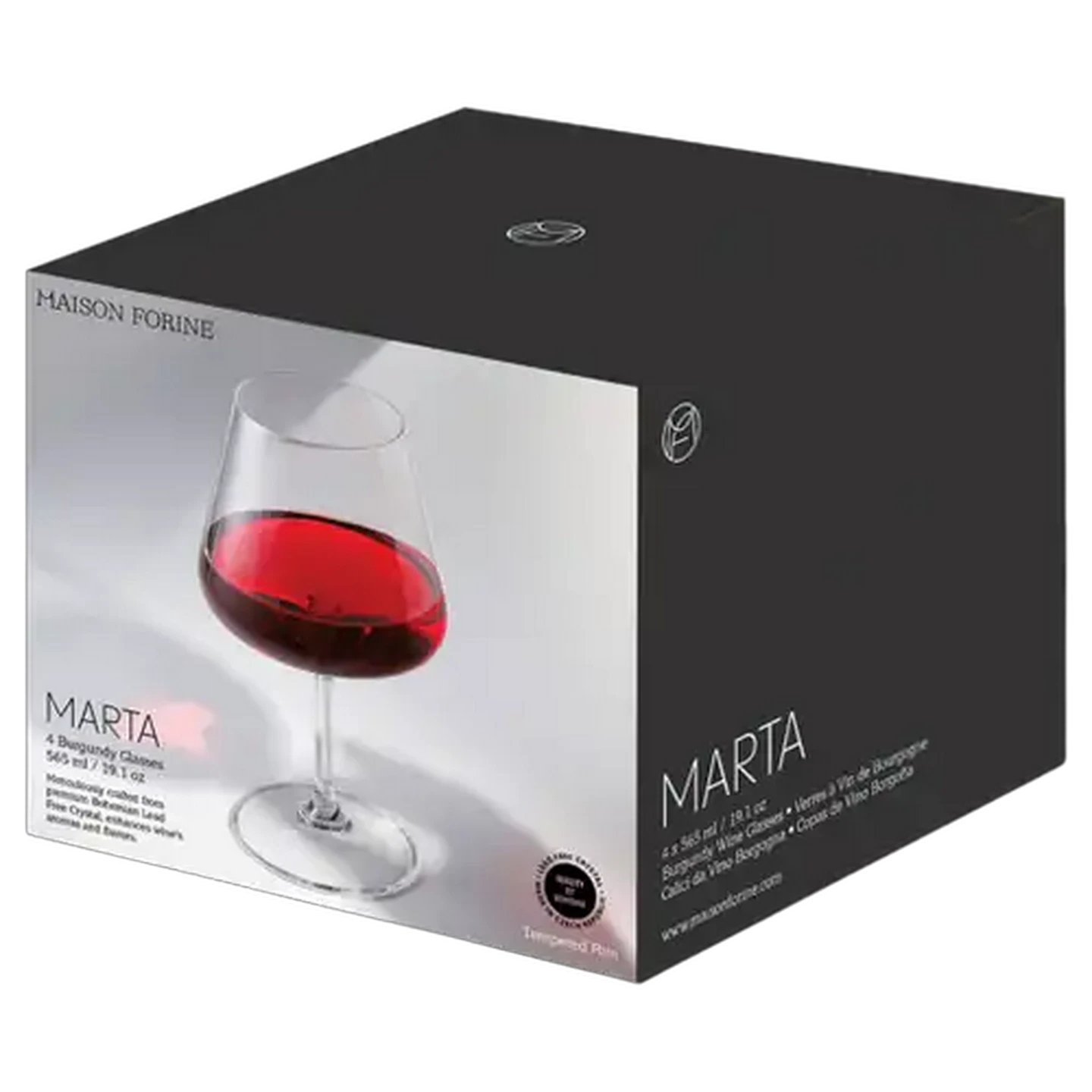 Image of Maison Forine Marta Burgundy Lead-Free Crystal Wine Glasses 4-Pack