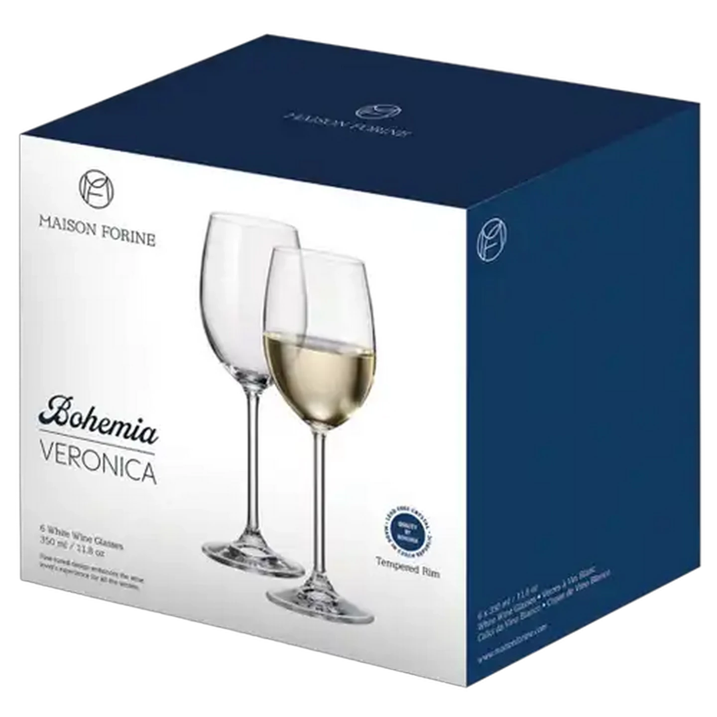 Image of Maison Forine Bohemia Lead-Free Crystal White Wine Glasses 6-Pack