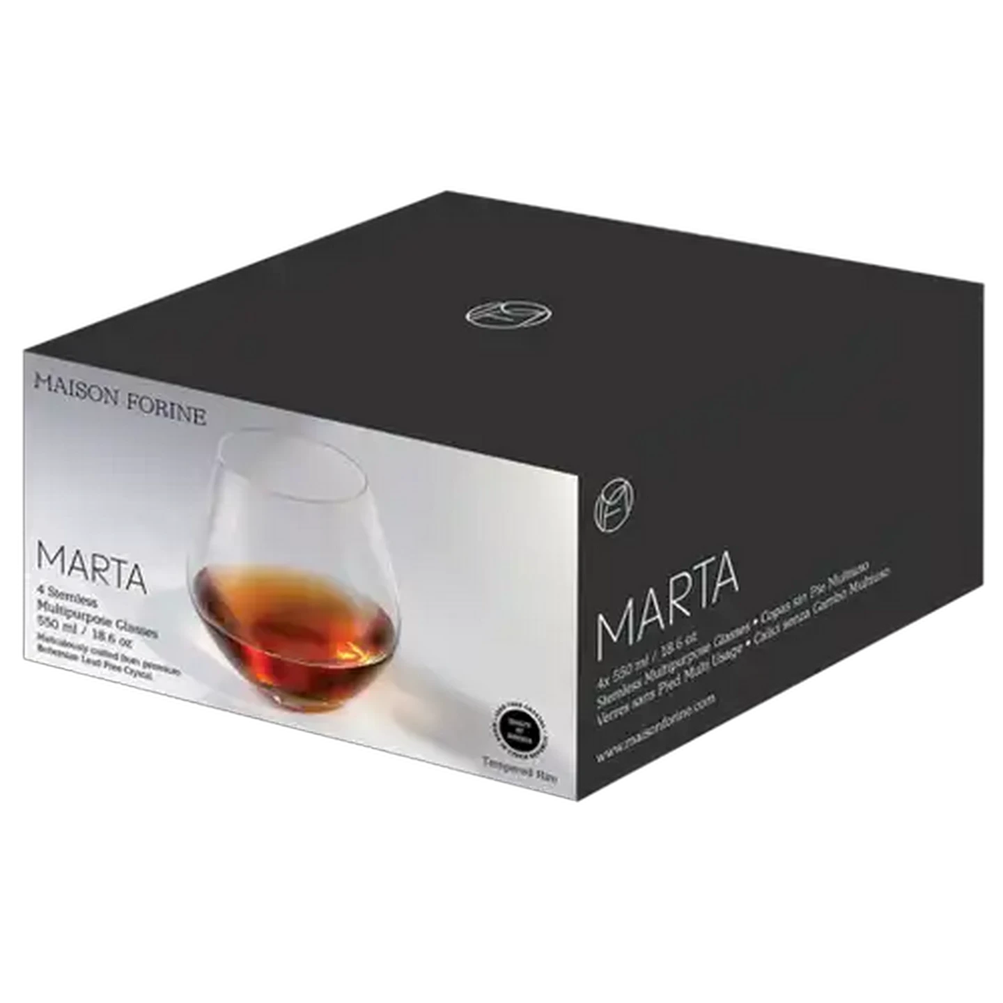 Image of Maison Forine Marta Lead-Free Crystal Stemless Multipurpose Glasses 550ml 4-Pack