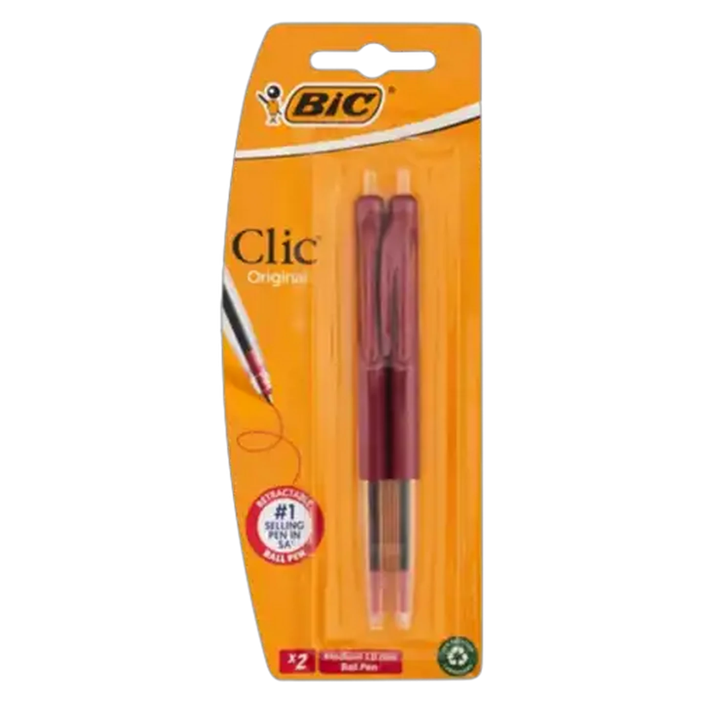Image of BIC Clic Red Retractable Medium Ballpoint Pens 2-Pack