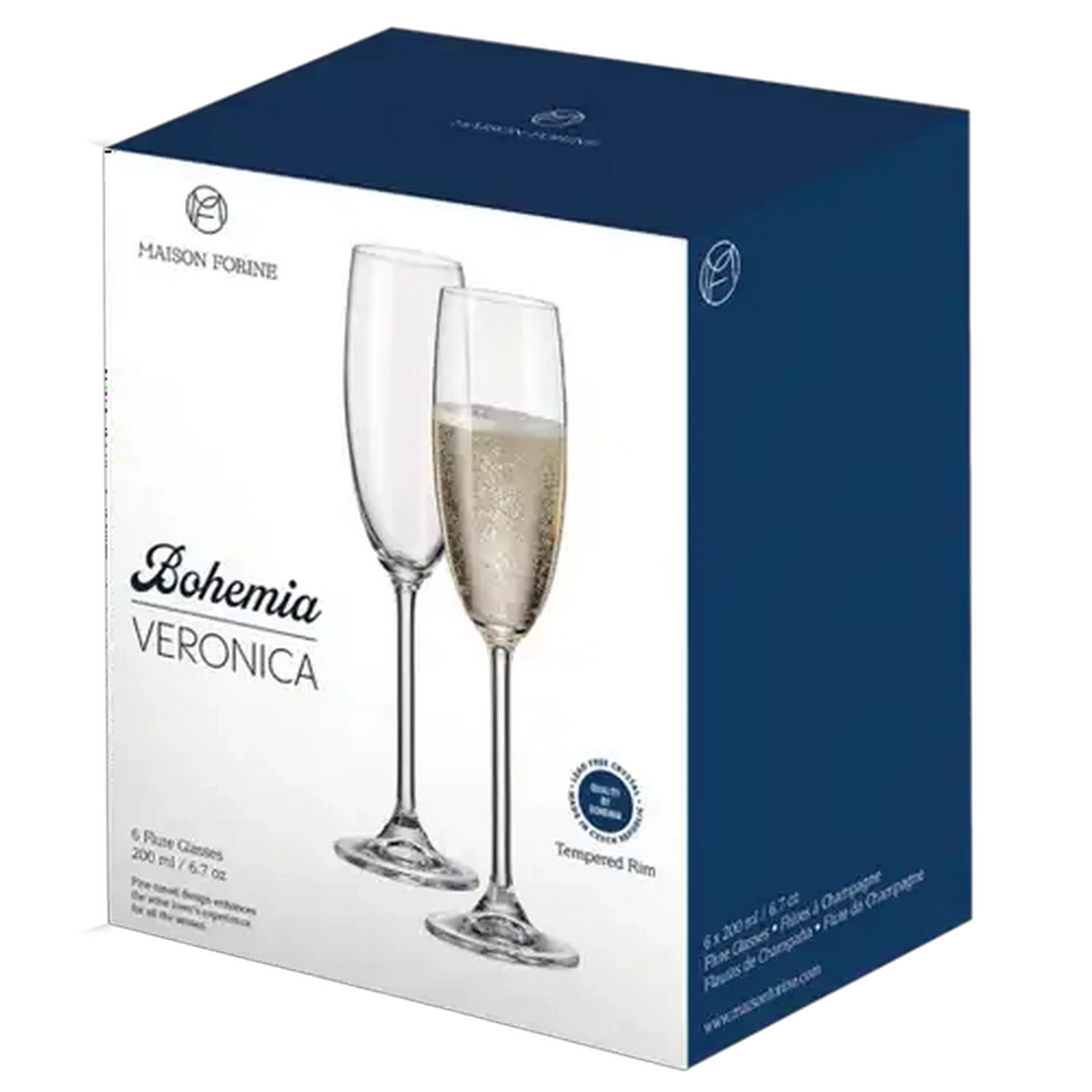 Image of Maison Forine Bohemia Lead-Free Crystal Flute Glasses 6-Pack