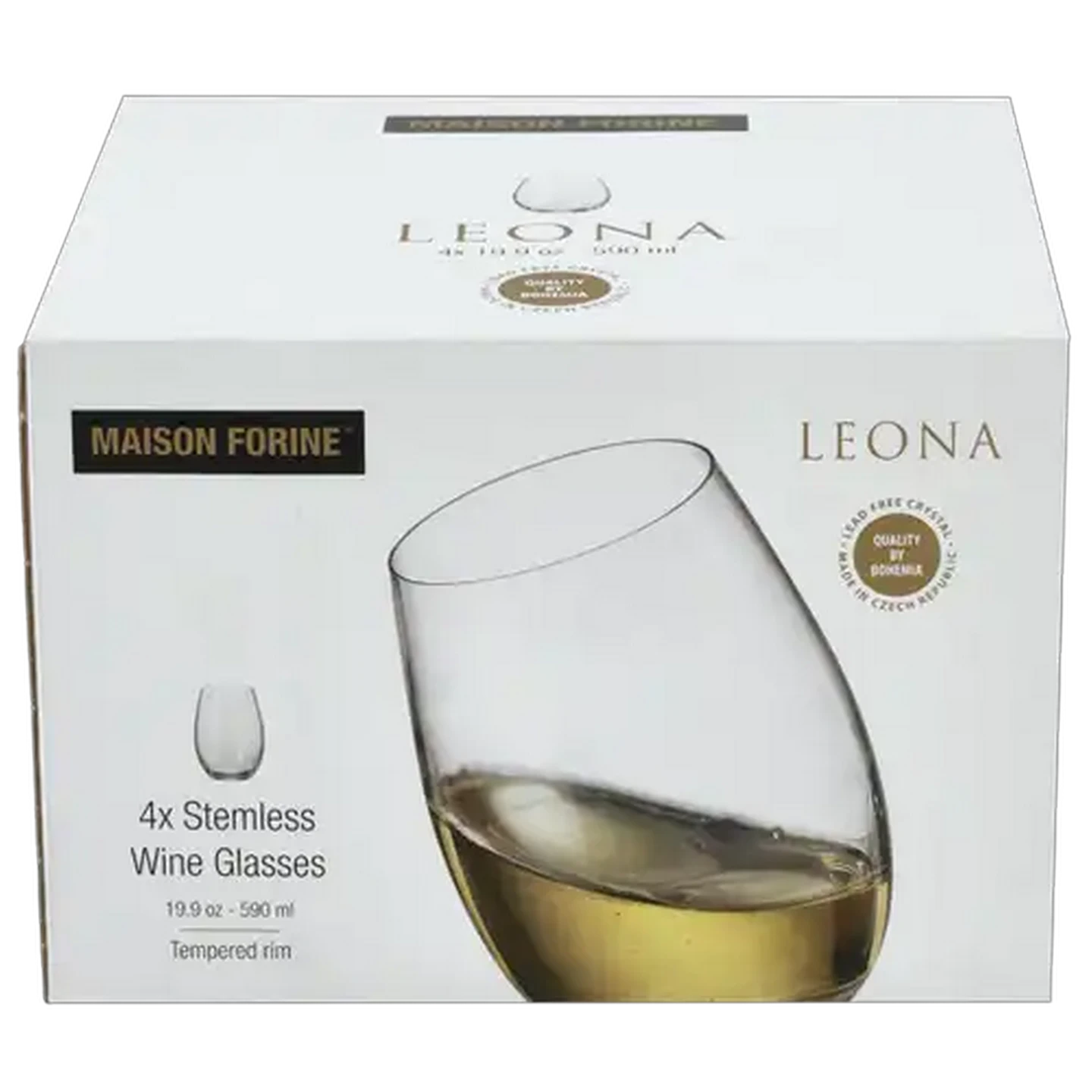 Image of Maison Forine Leona Lead-Free Crystal Stemless Wine Glasses 4-Pack