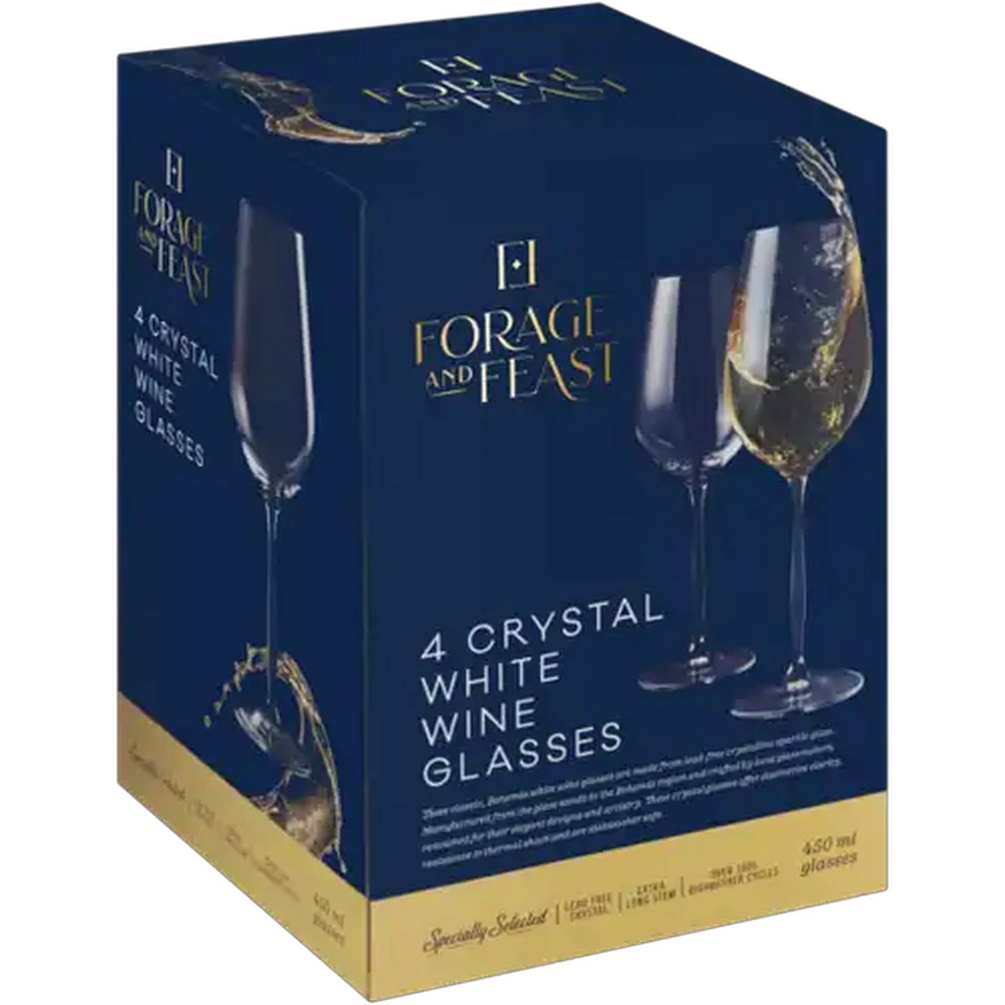 Image of Forage And Feast Lead-Free Crystal White Wine Glasses 450ml 4-Pack